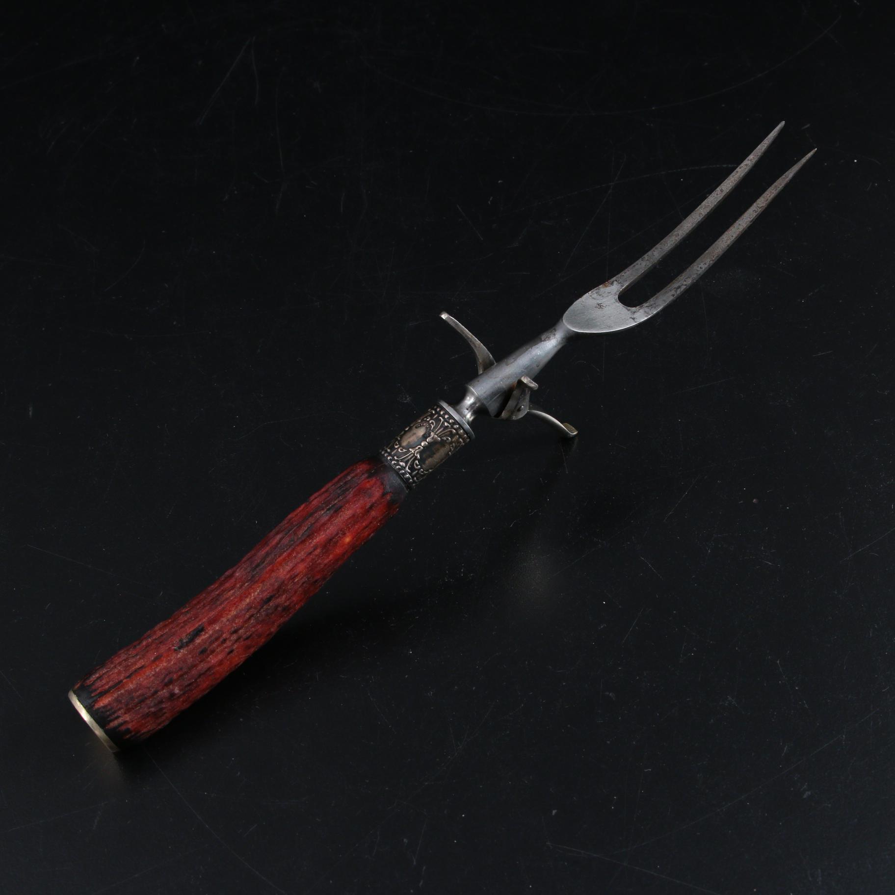 WM. A. Rogers Sterling Silver Accented Carving Utensils with Antler Handles