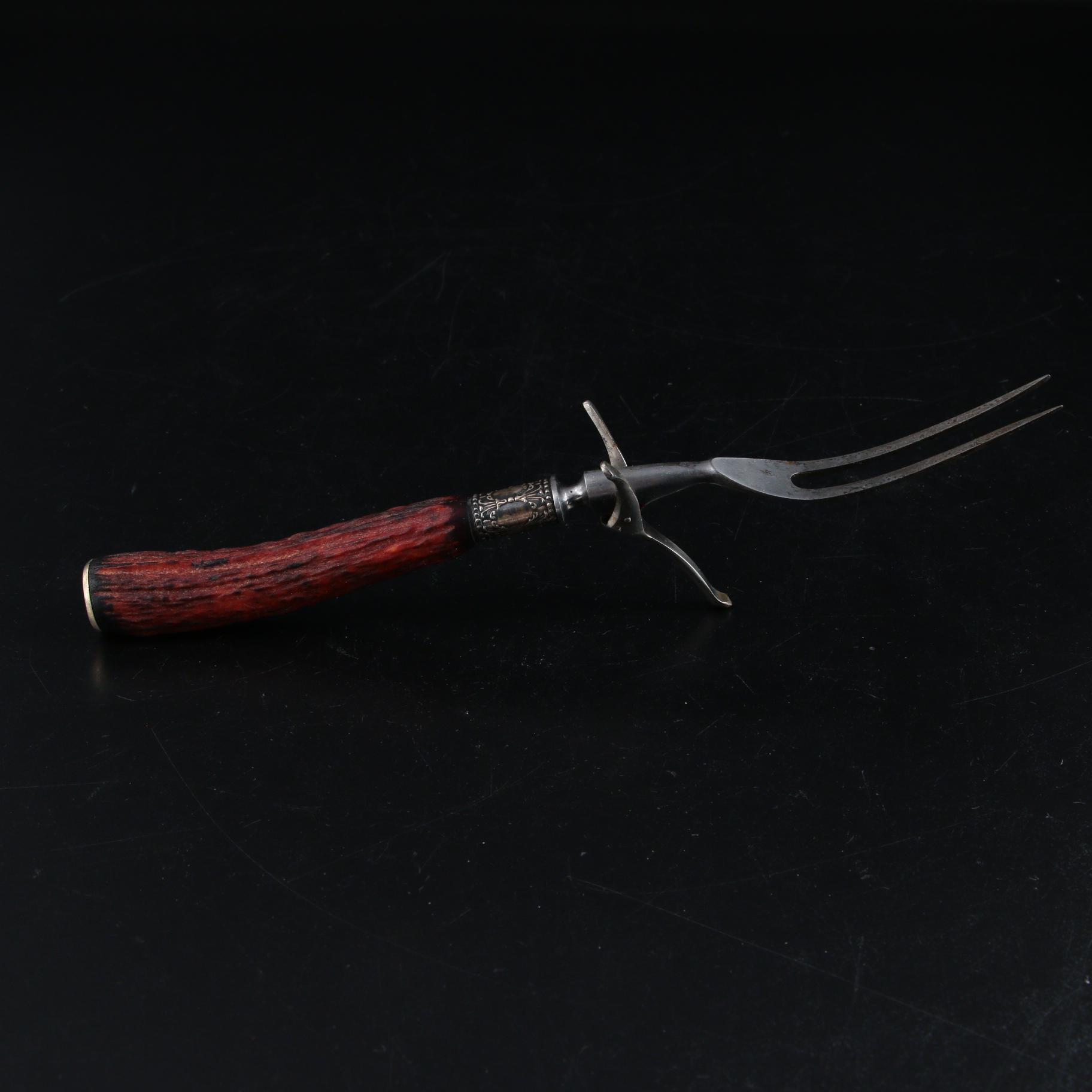 WM. A. Rogers Sterling Silver Accented Carving Utensils with Antler Handles