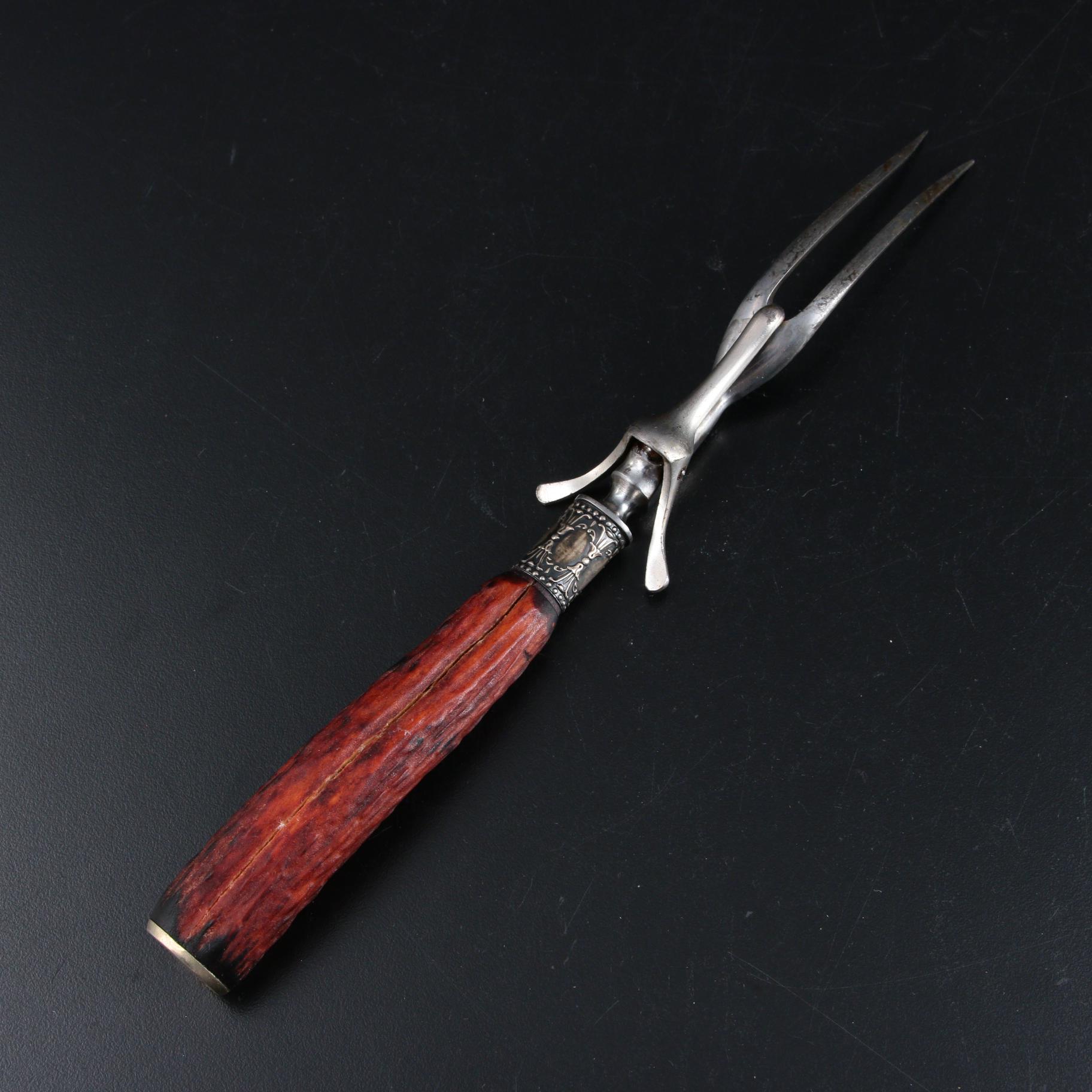 WM. A. Rogers Sterling Silver Accented Carving Utensils with Antler Handles