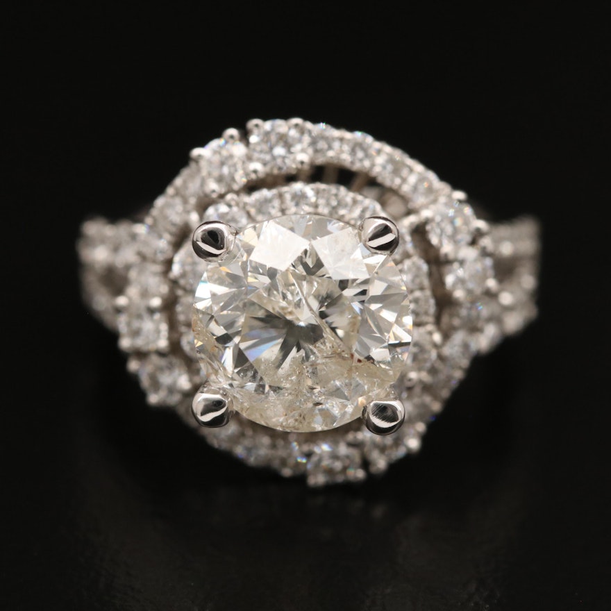 18K 3.46 CTW Diamond Double Halo Ring