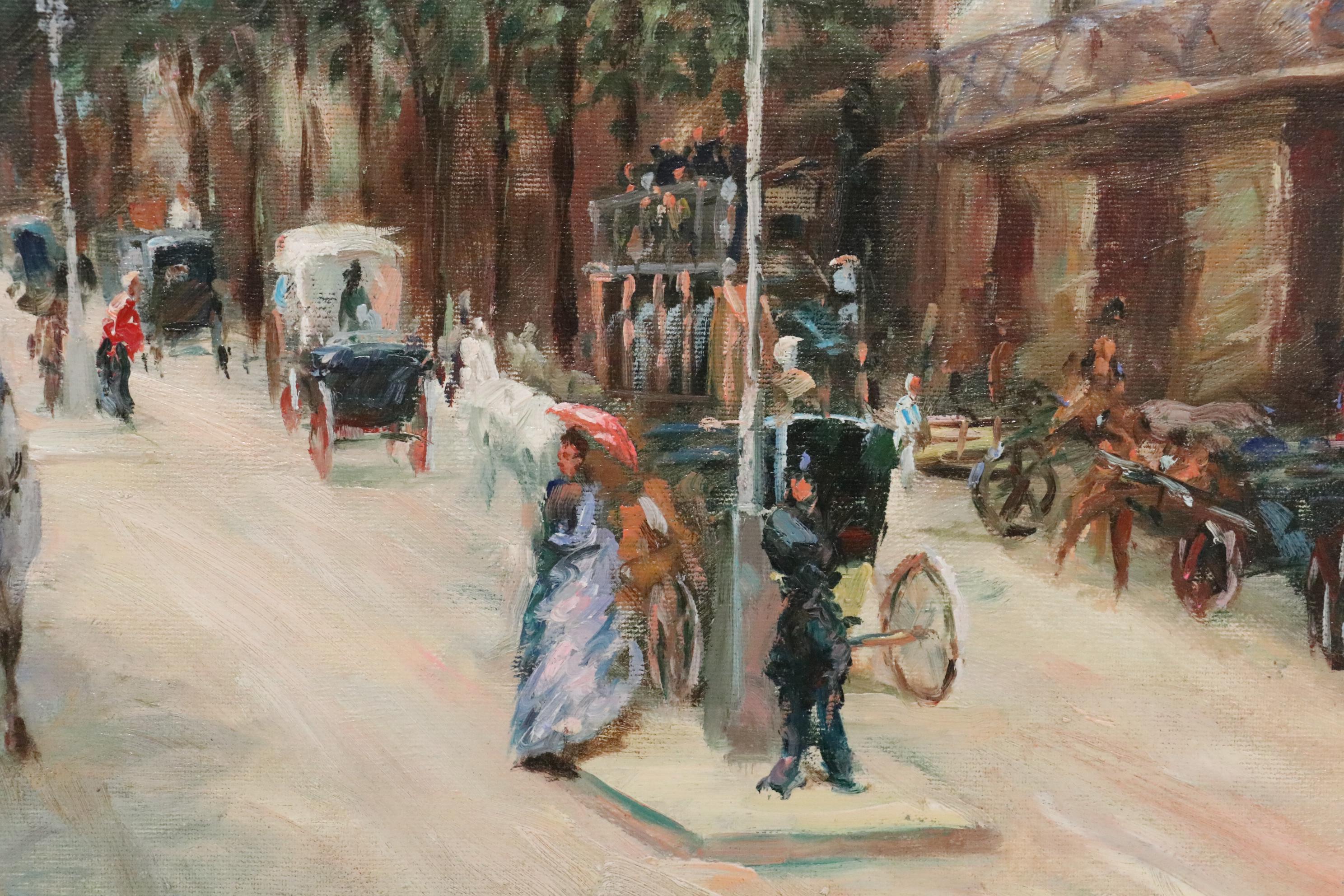 Oil Painting of an Early 20th Century Parisian Street Scene, 21st Century