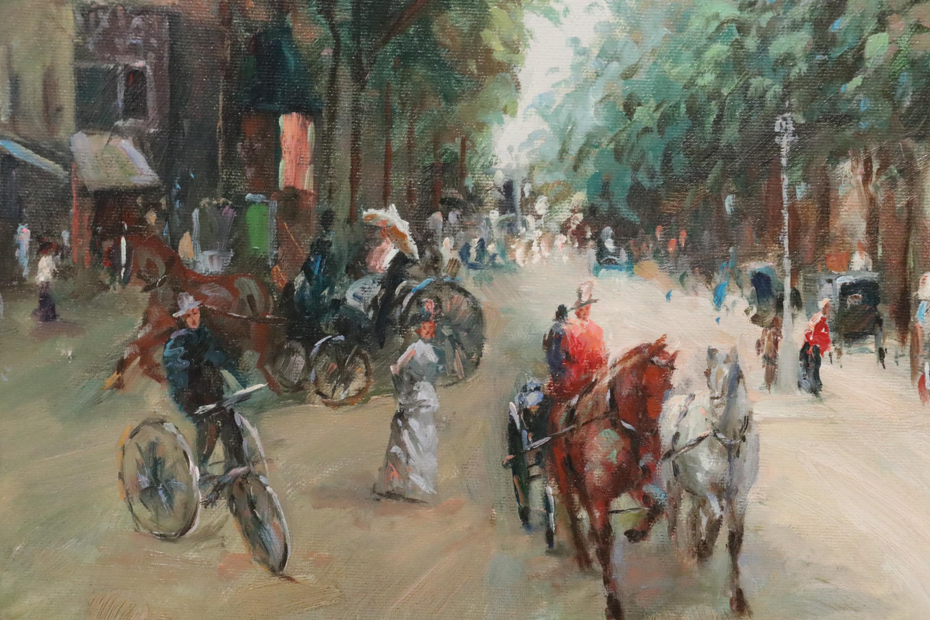 Oil Painting of an Early 20th Century Parisian Street Scene, 21st Century