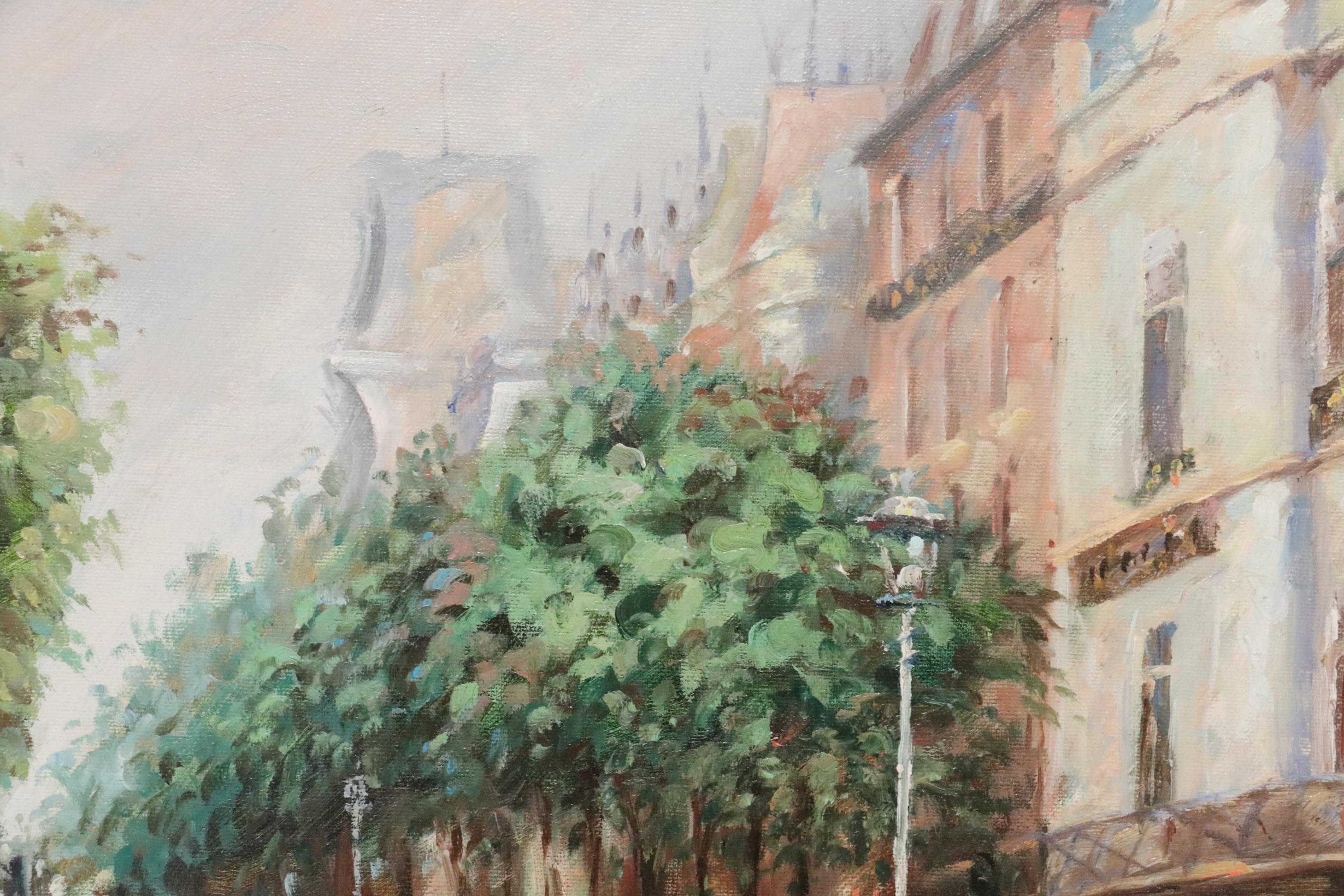 Oil Painting of an Early 20th Century Parisian Street Scene, 21st Century