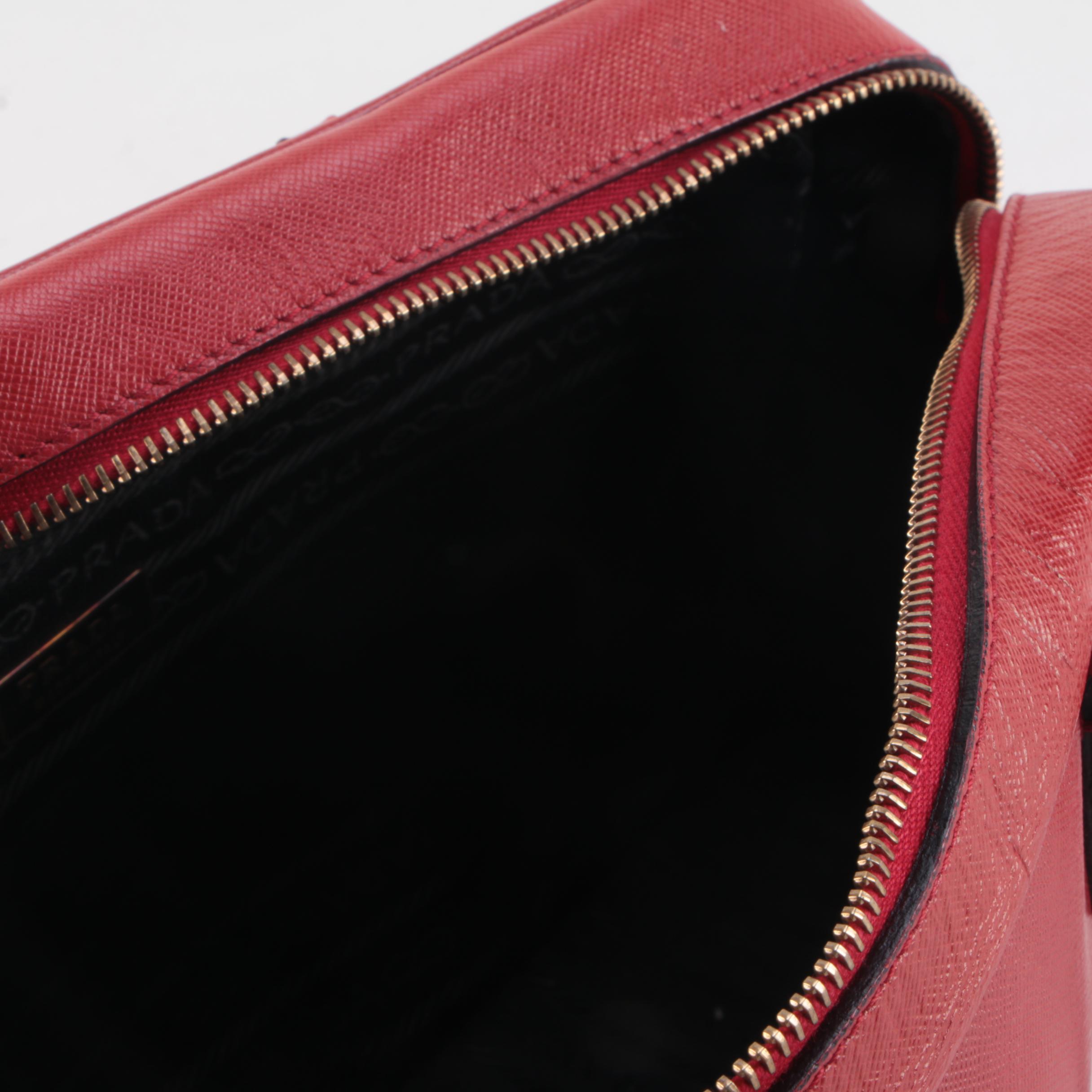 Prada Handbag in Rosso Saffiano Leather