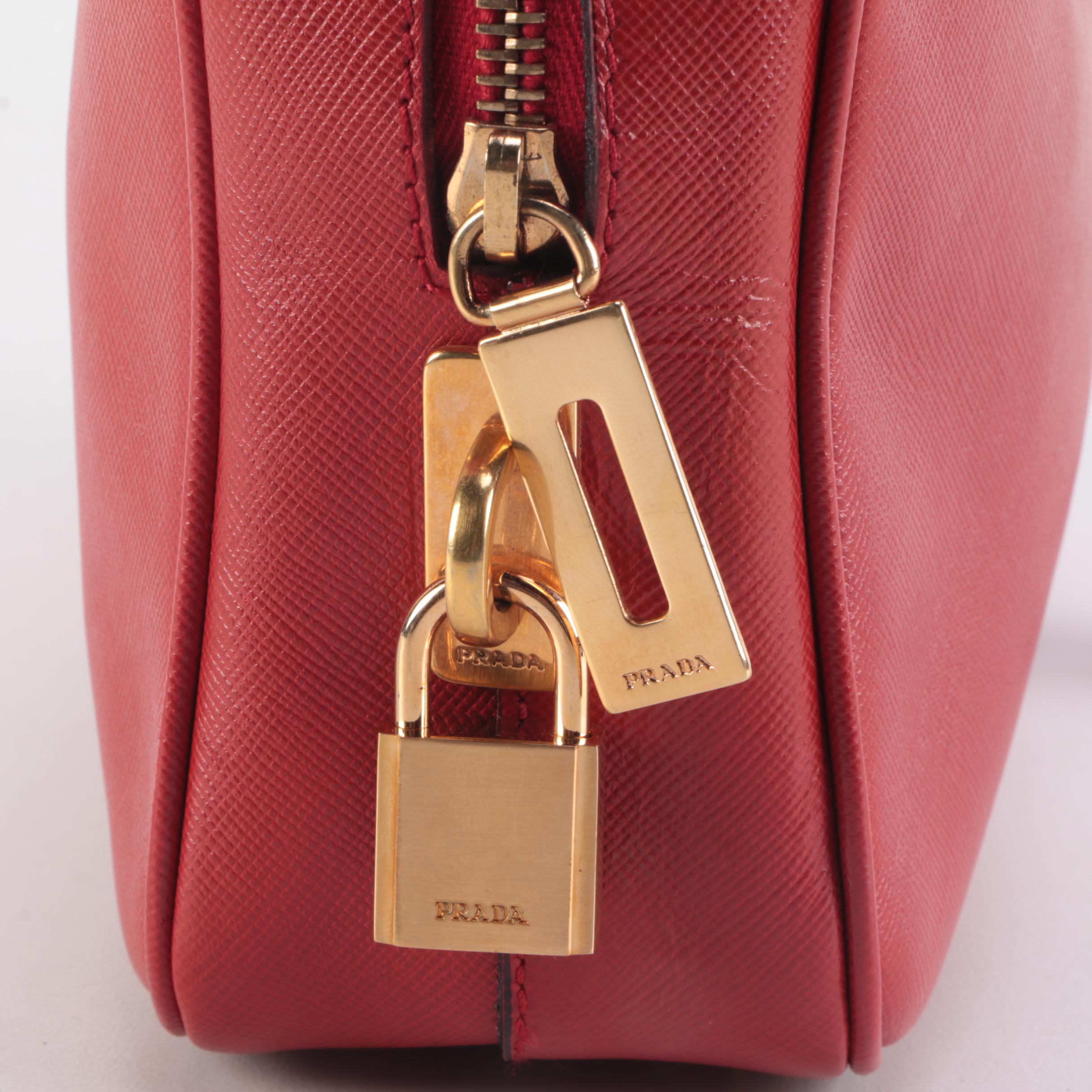 Prada Handbag in Rosso Saffiano Leather
