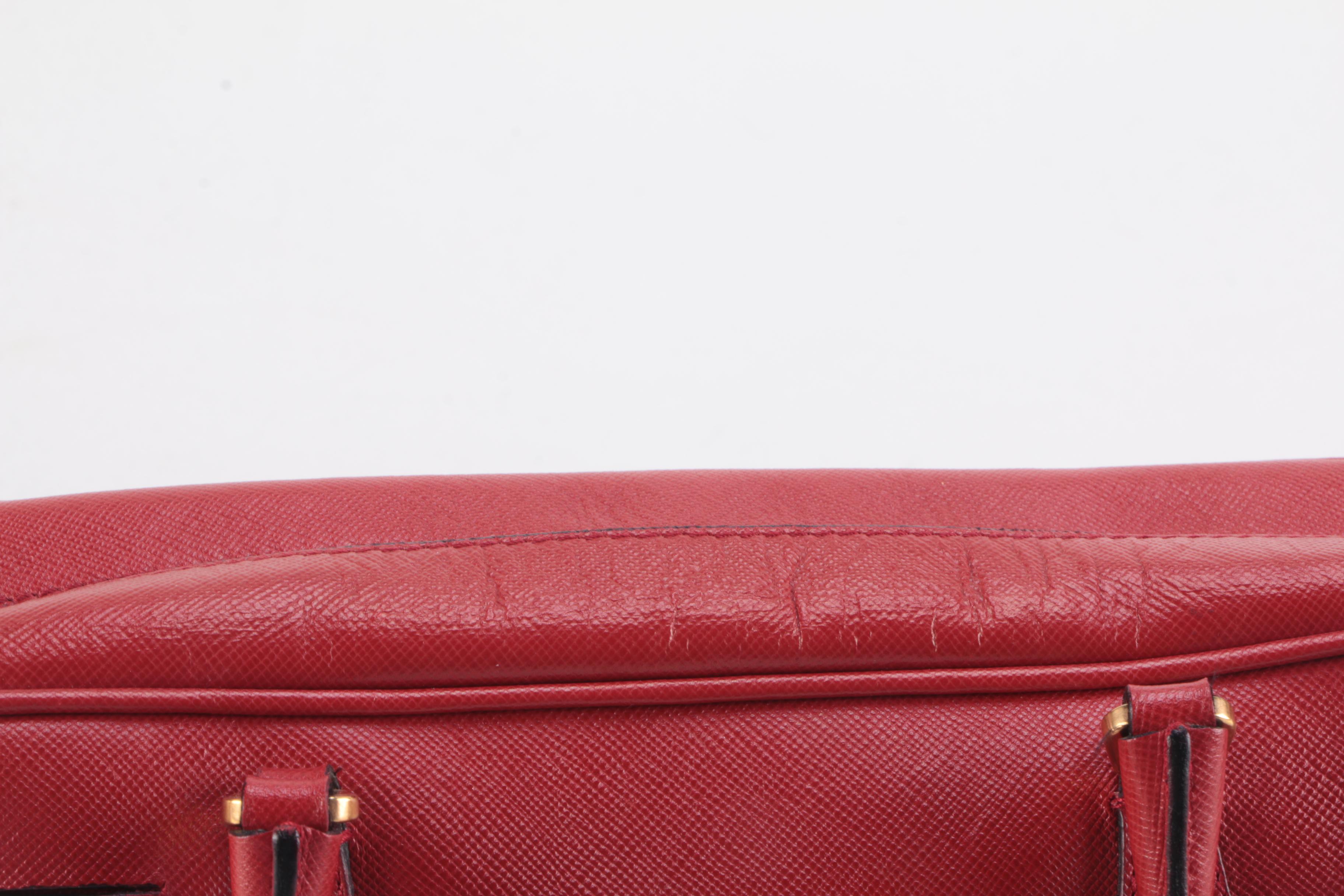 Prada Handbag in Rosso Saffiano Leather