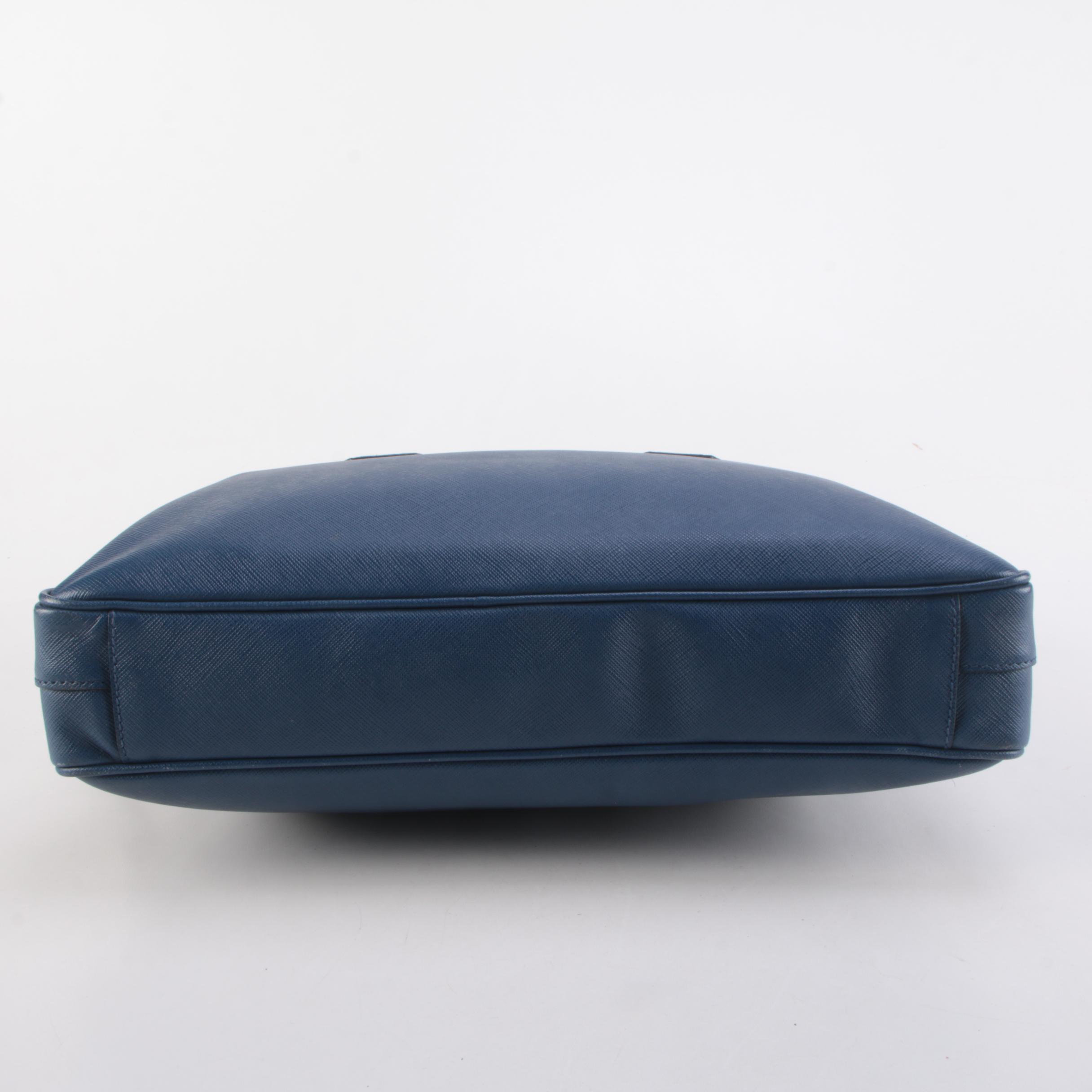 Prada Attaché Briefcase in Bluette Saffiano Leather