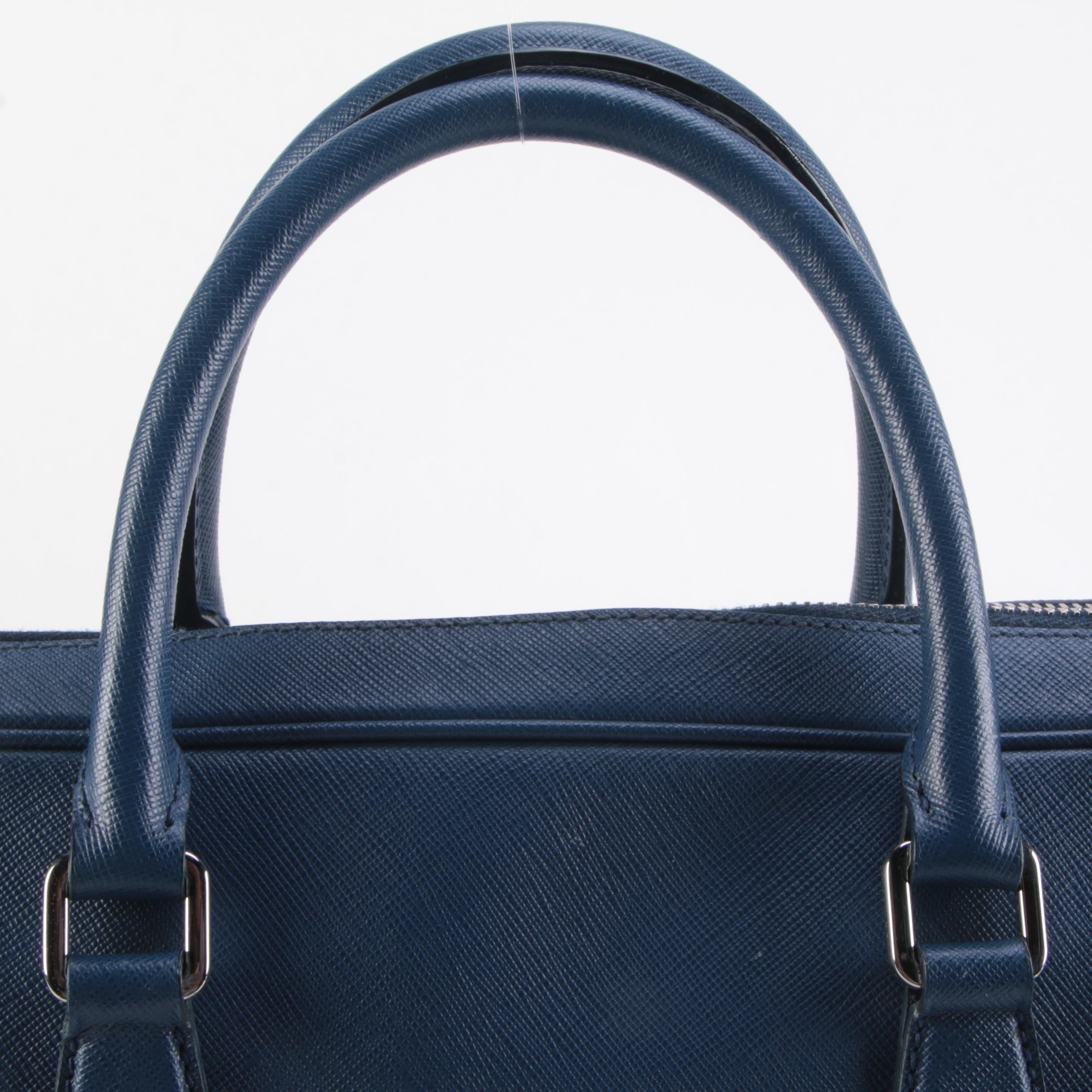 Prada Attaché Briefcase in Bluette Saffiano Leather