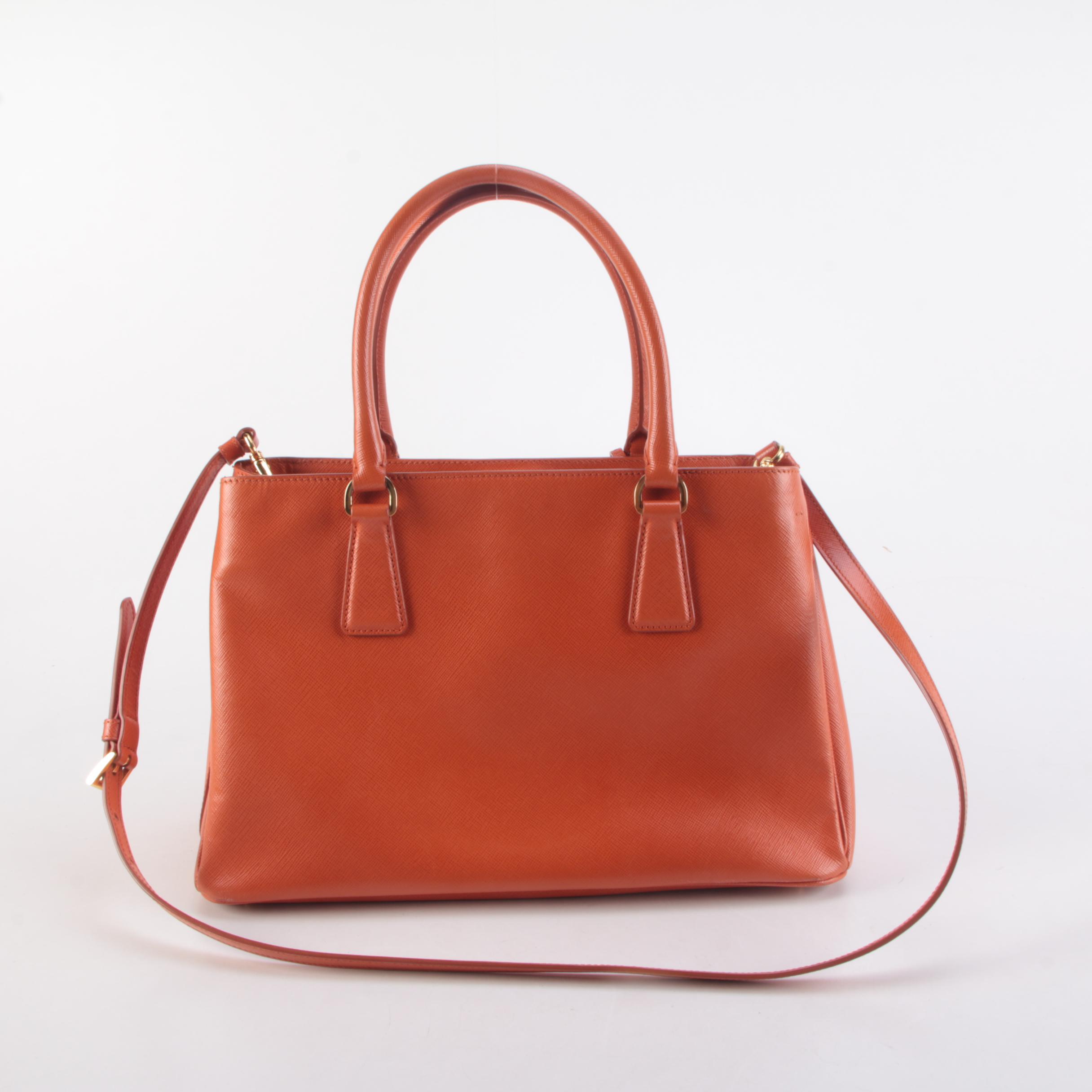 Prada Orange Saffiano Leather Two-Way Tote