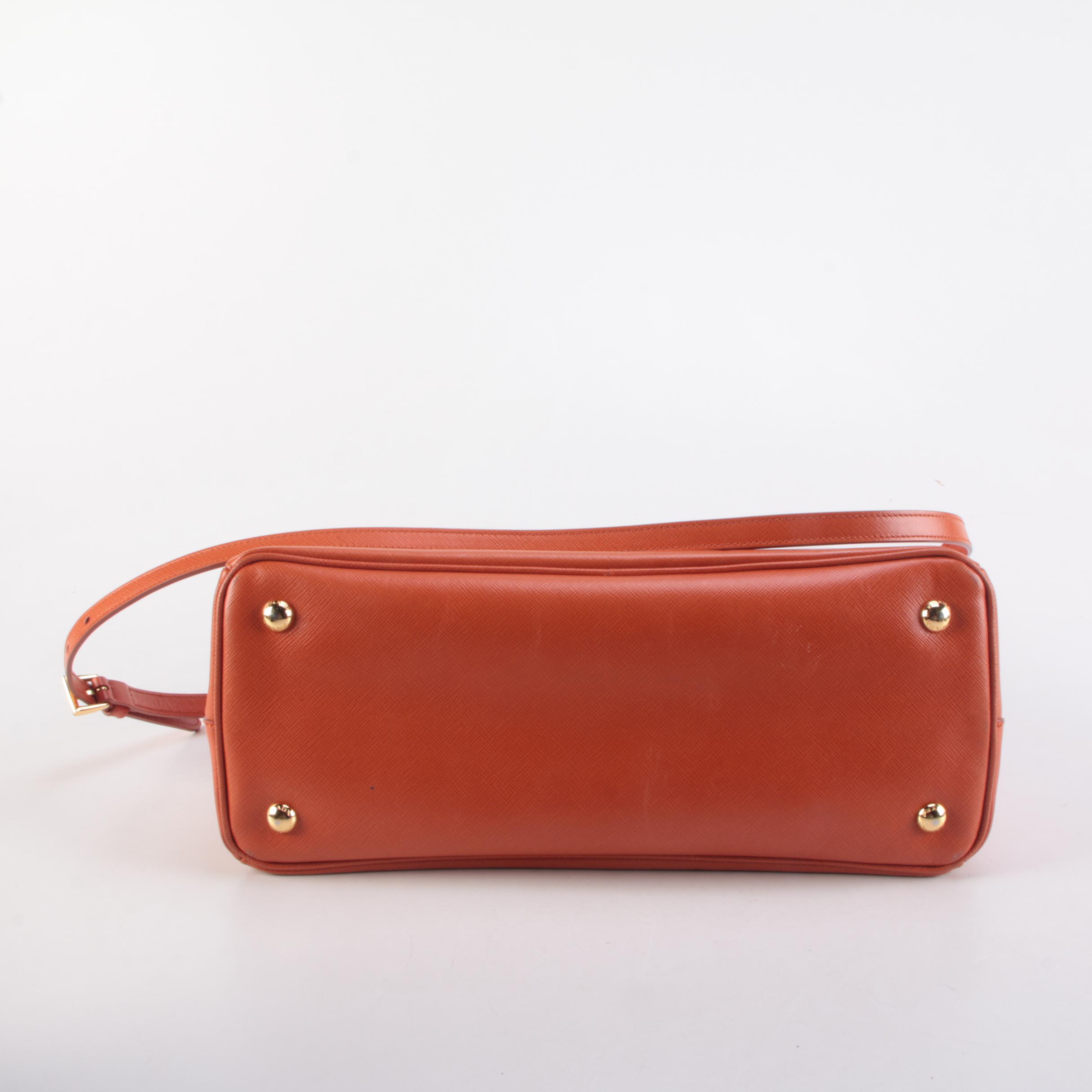 Prada Orange Saffiano Leather Two-Way Tote