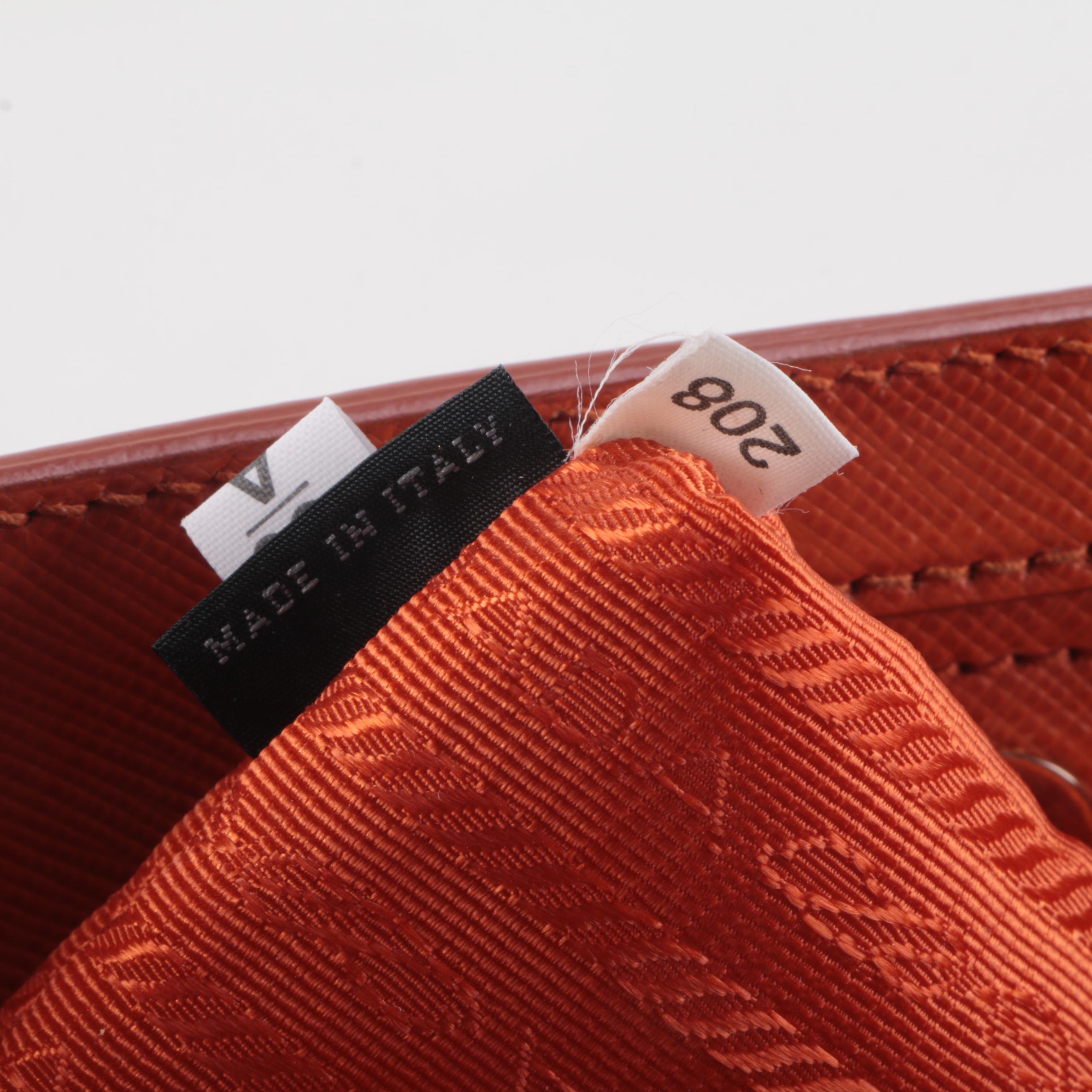 Prada Orange Saffiano Leather Two-Way Tote