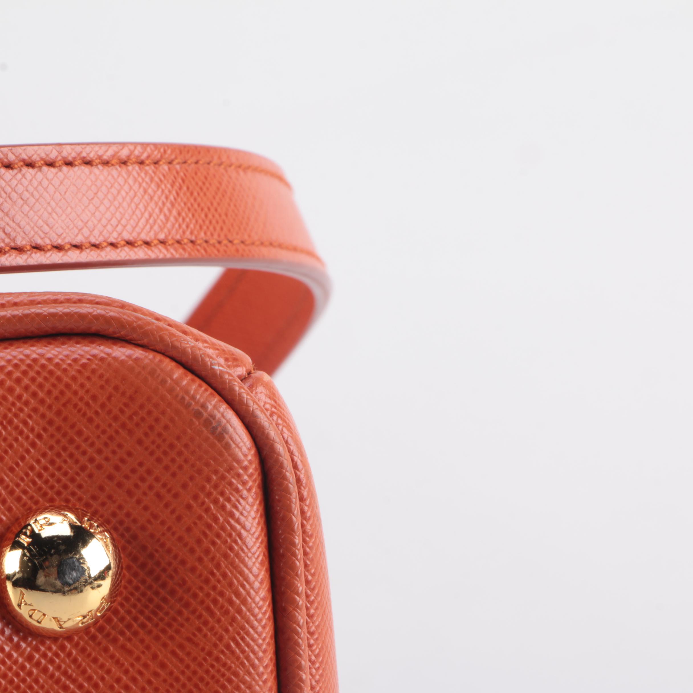 Prada Orange Saffiano Leather Two-Way Tote