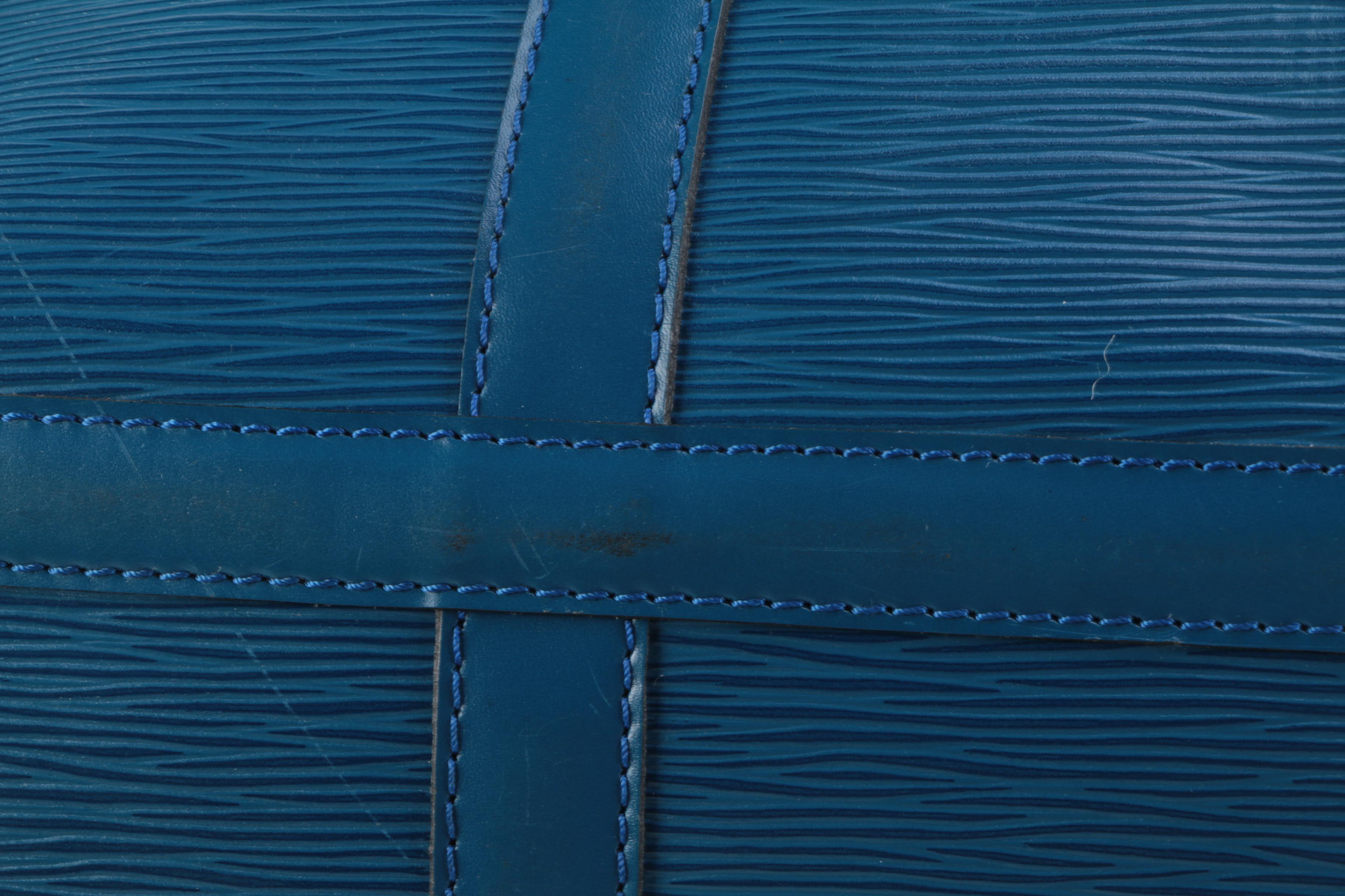 Louis Vuitton Keepall 55 Travel Bag in Toledo Blue Epi and Smooth Leather