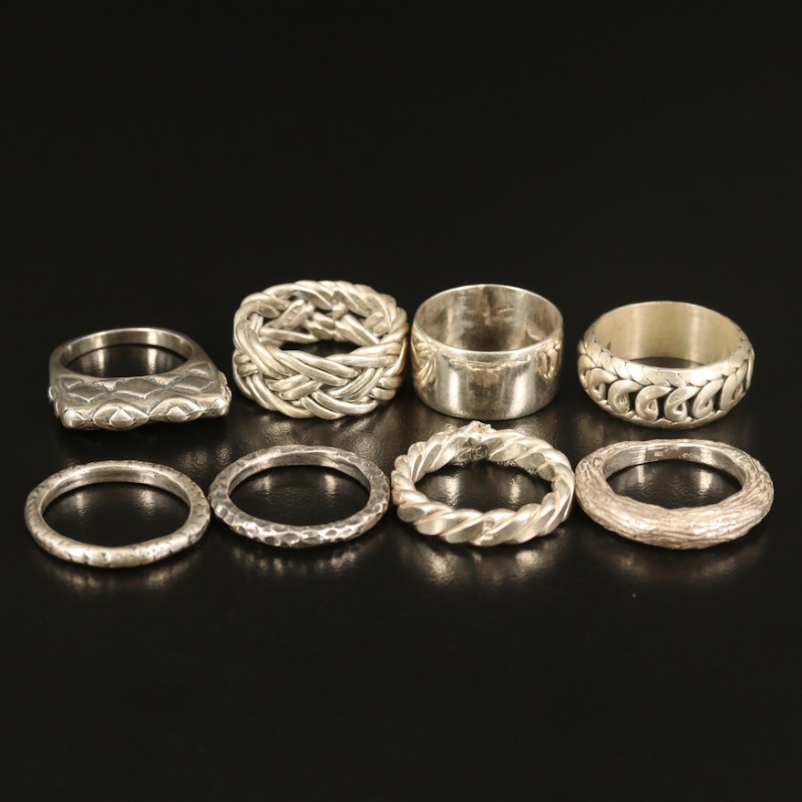 Sterling Silver Textured Stackable Rings