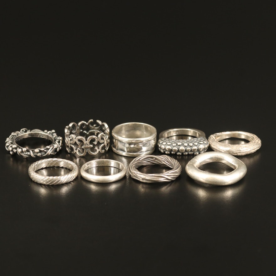Sterling Textured Stackable Ring Selection