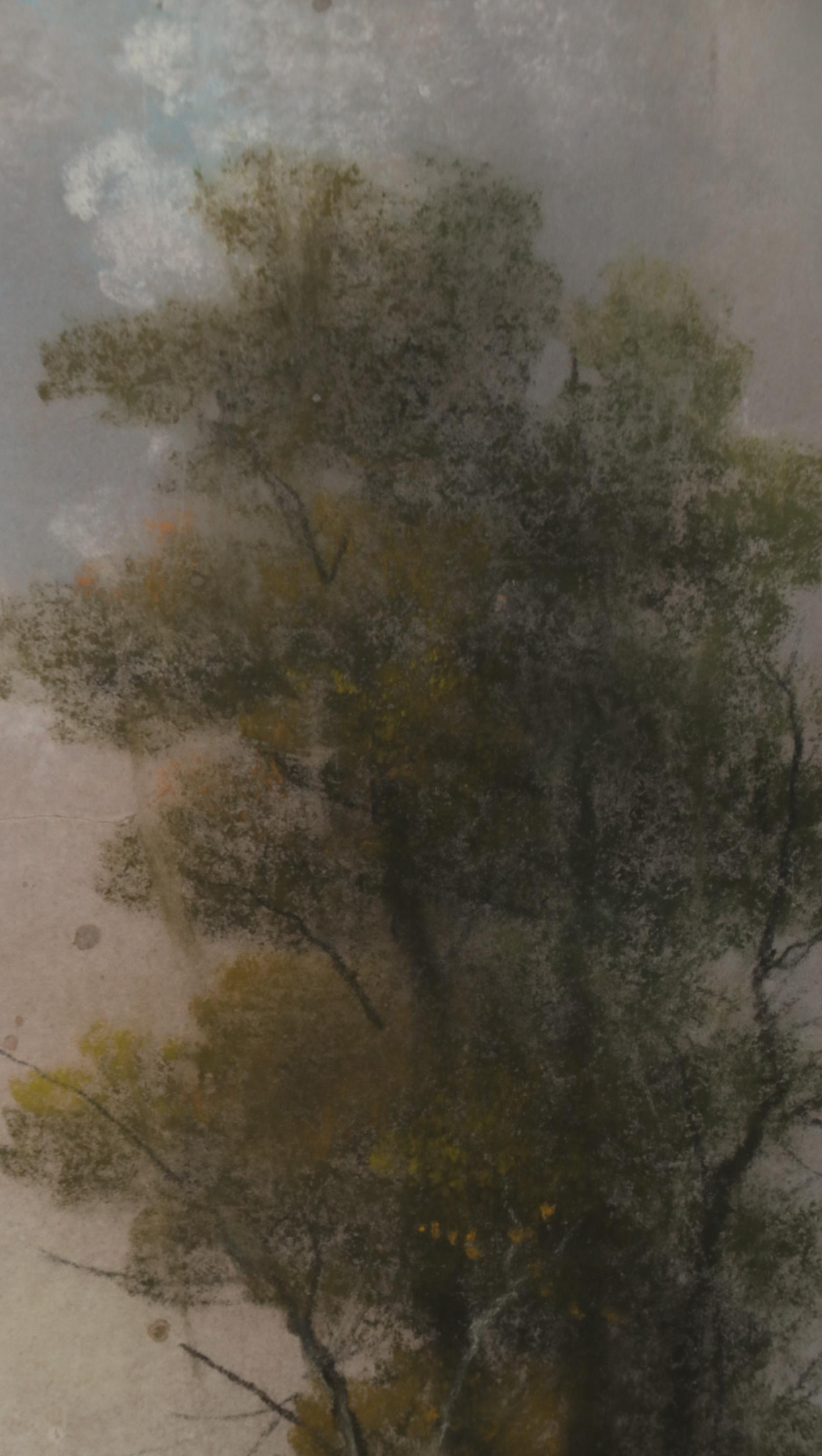 Landscape Pastel Drawing of Mountain Lake