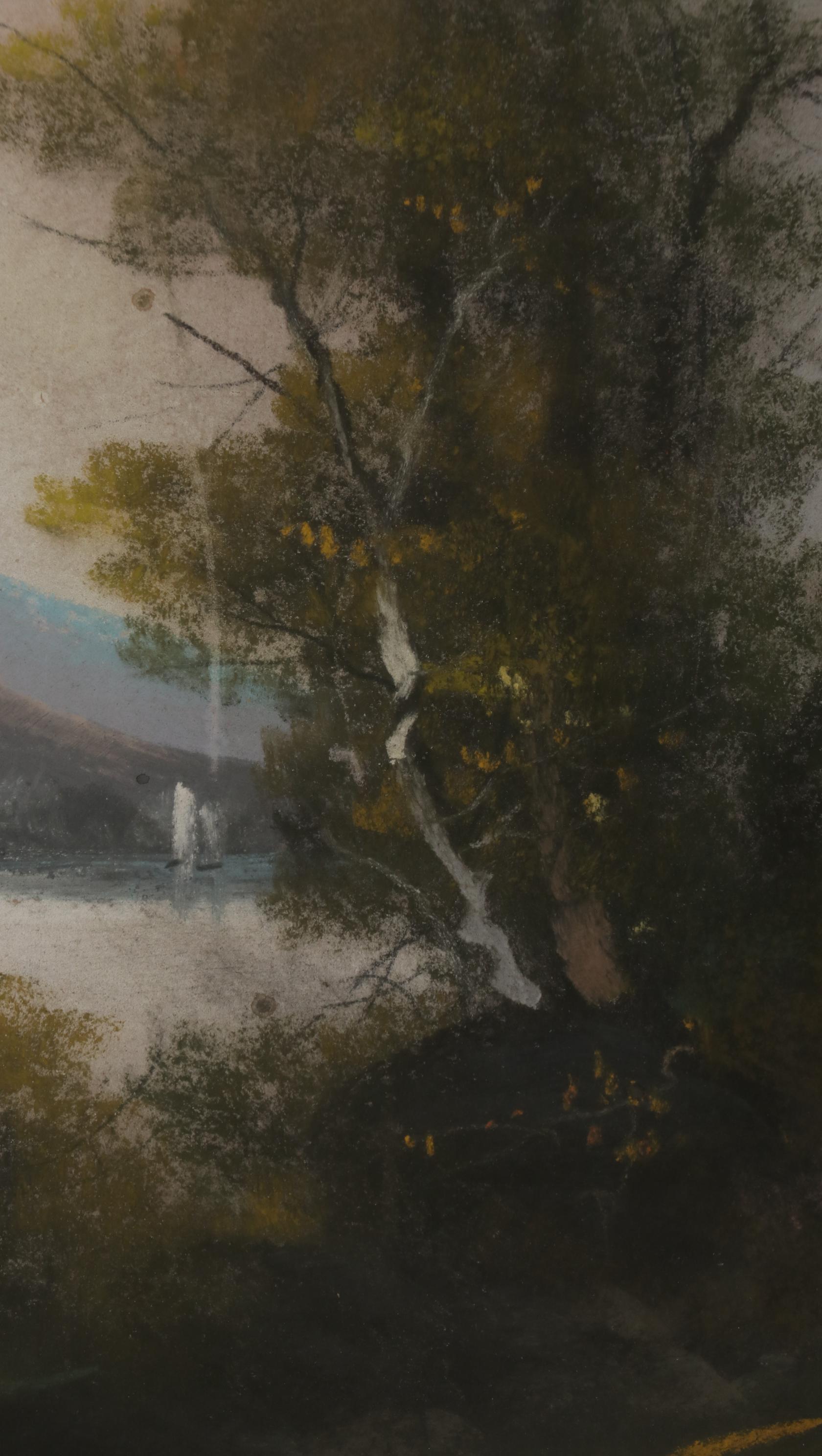 Landscape Pastel Drawing of Mountain Lake