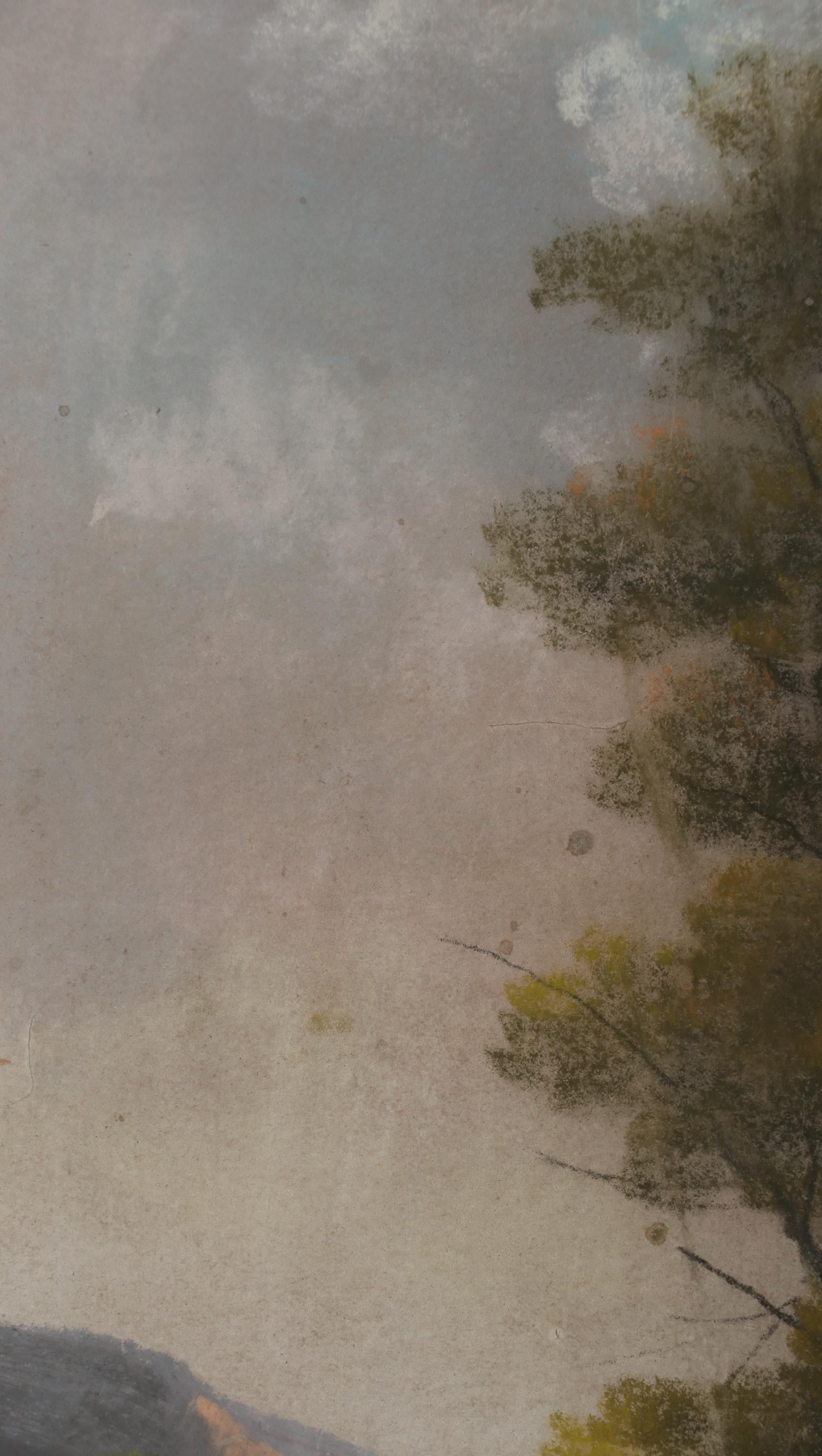 Landscape Pastel Drawing of Mountain Lake