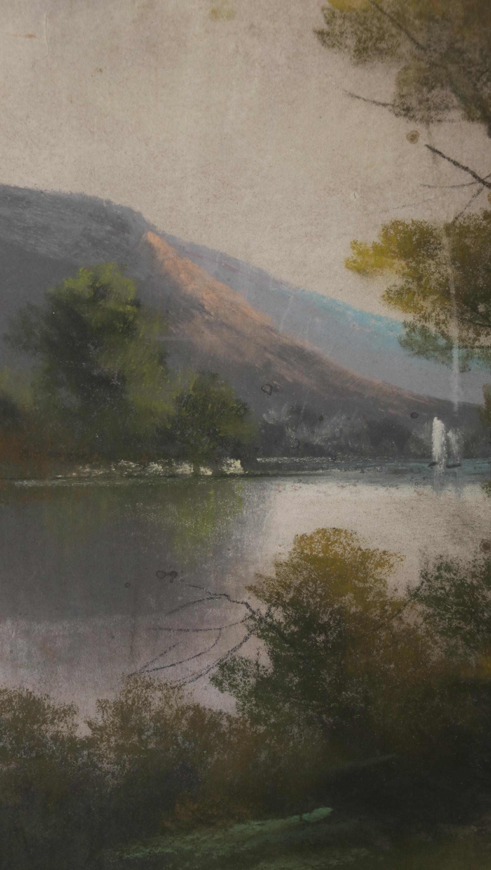 Landscape Pastel Drawing of Mountain Lake