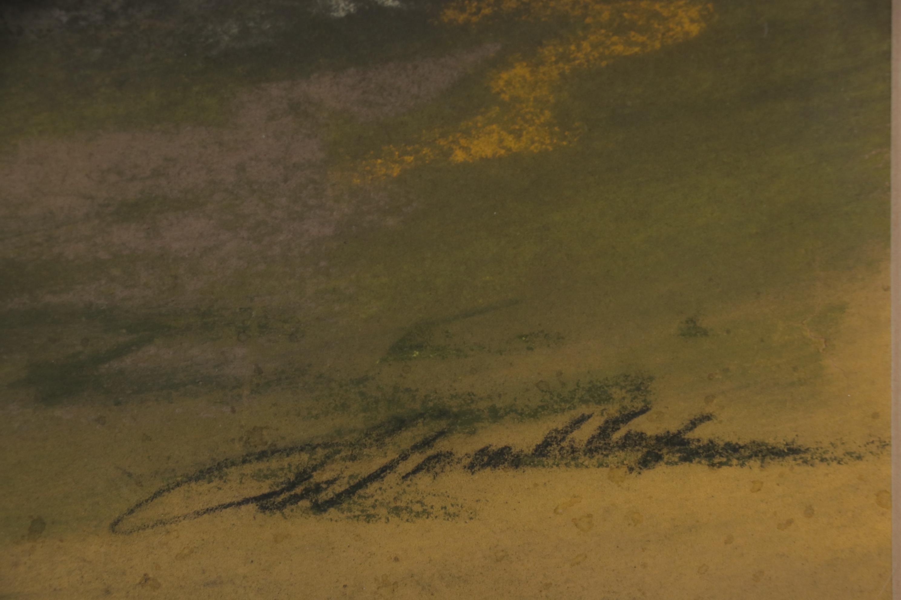 Landscape Pastel Drawing of Mountain Lake