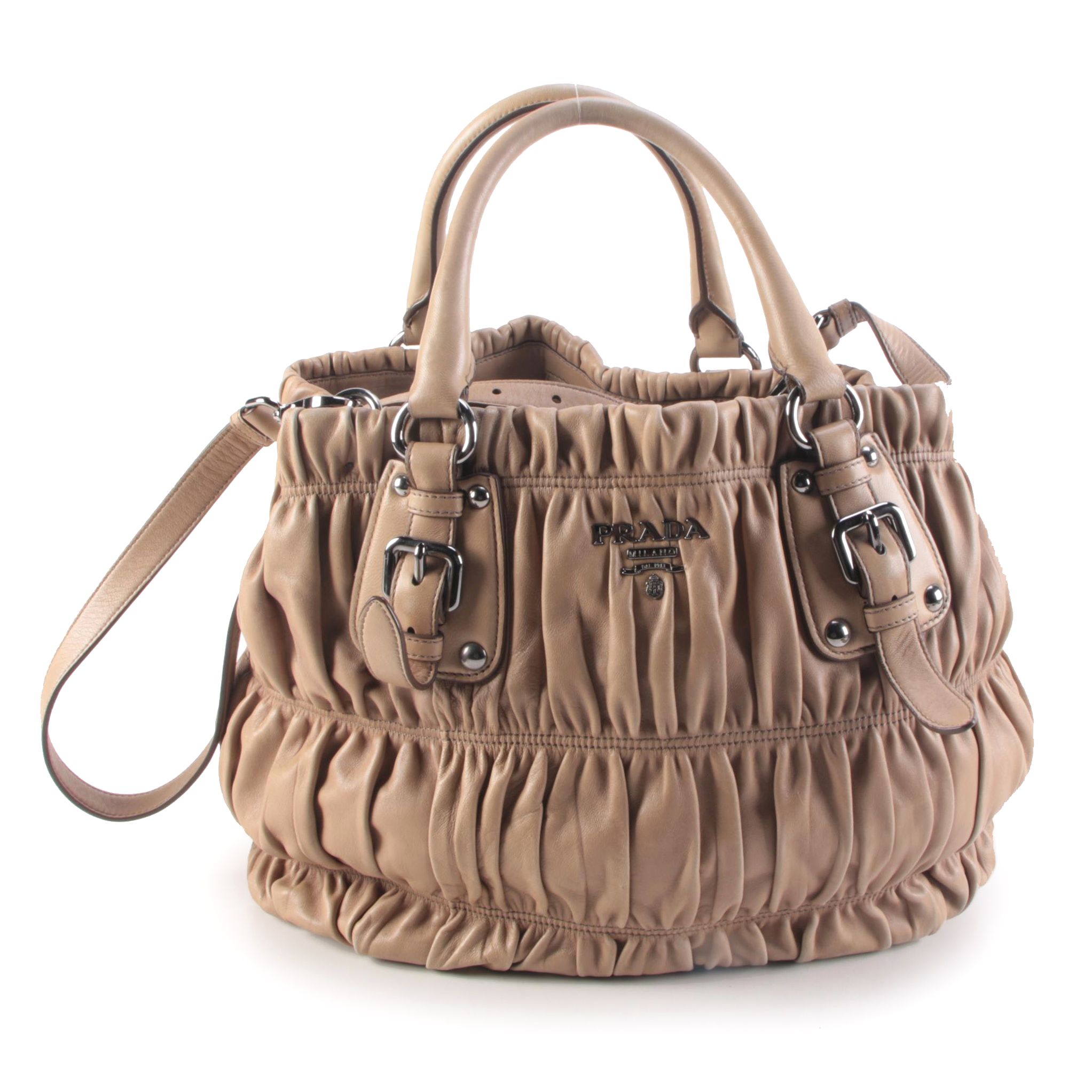 Prada Beige Gauffre Leather Two-Way Satchel