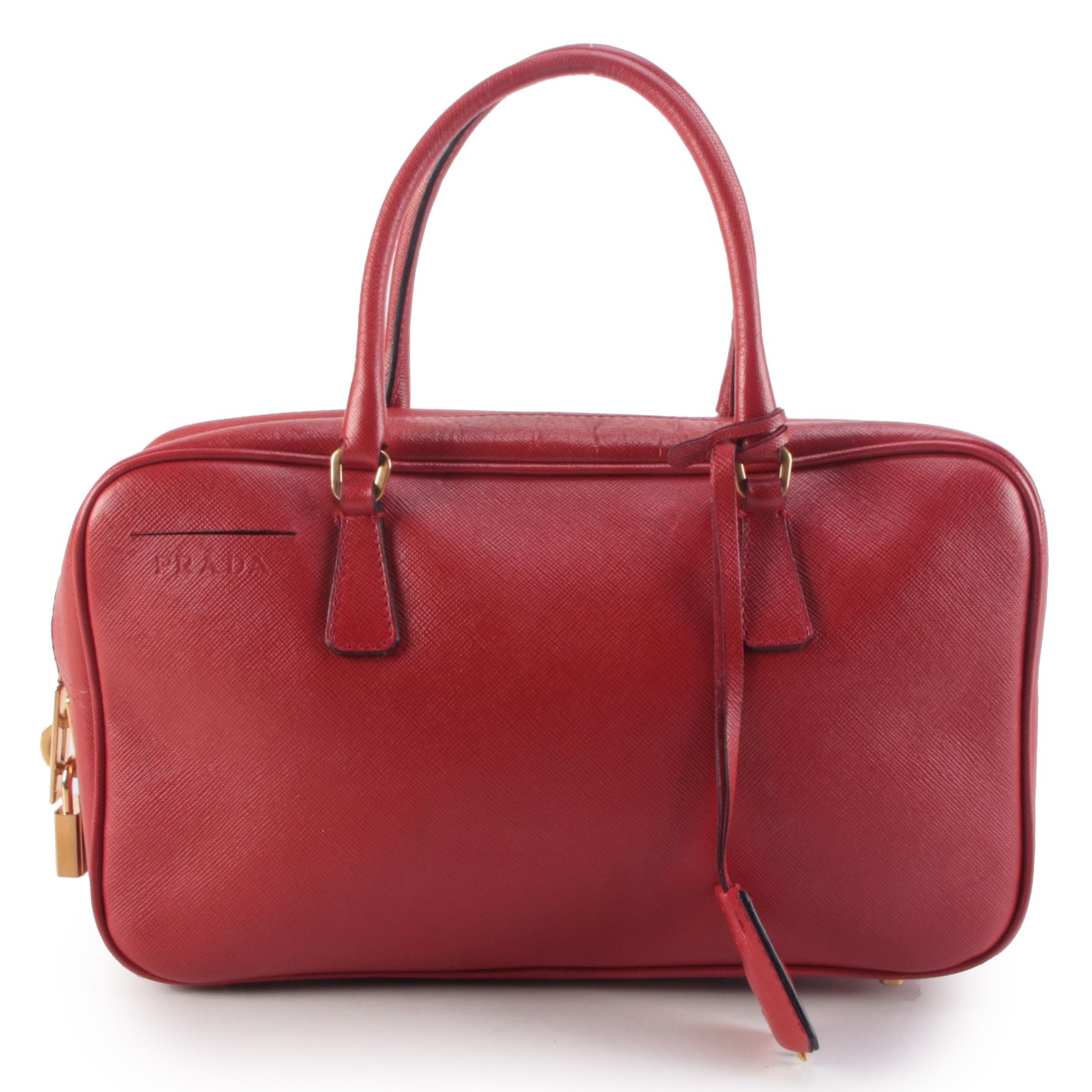 Prada Handbag in Rosso Saffiano Leather