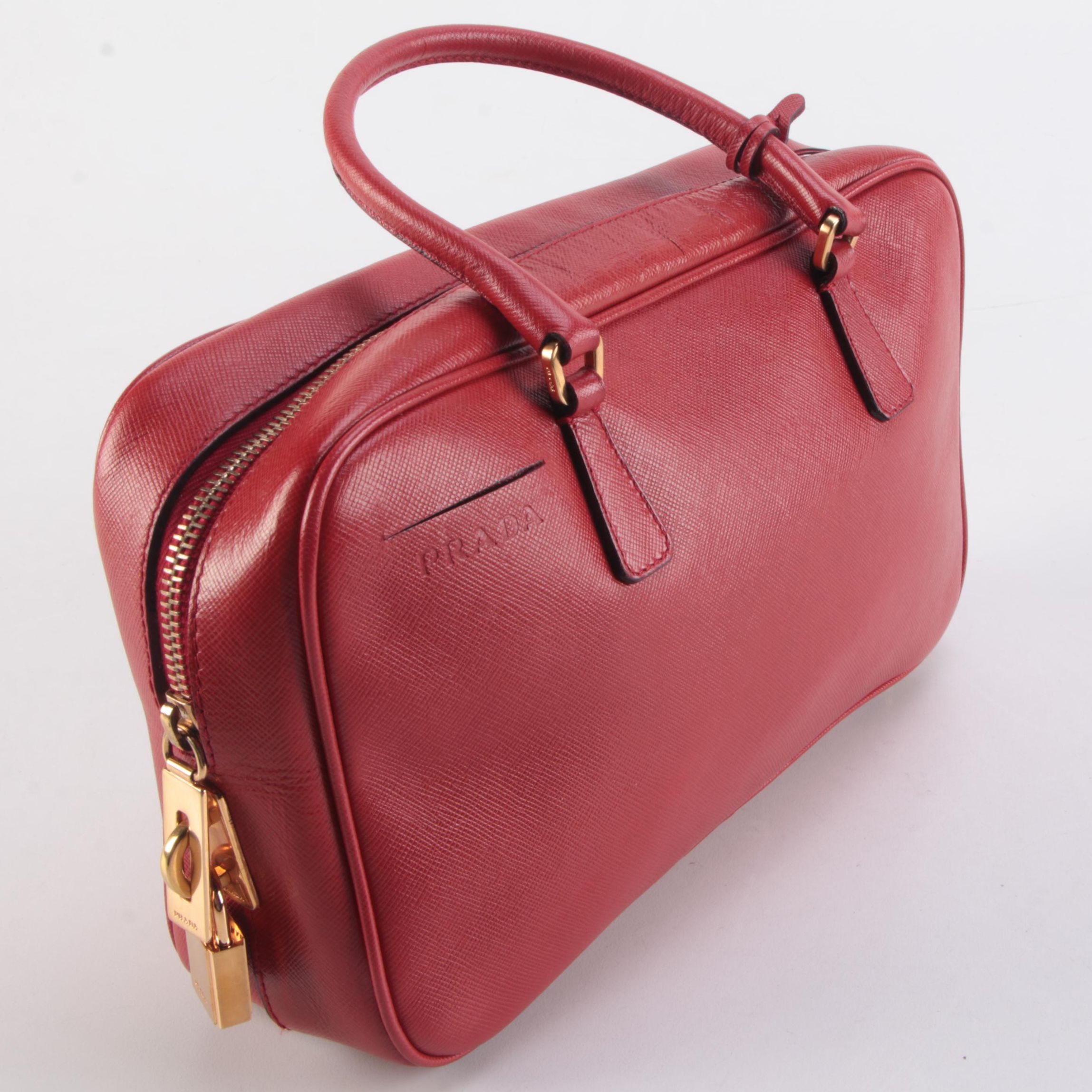 Prada Handbag in Rosso Saffiano Leather