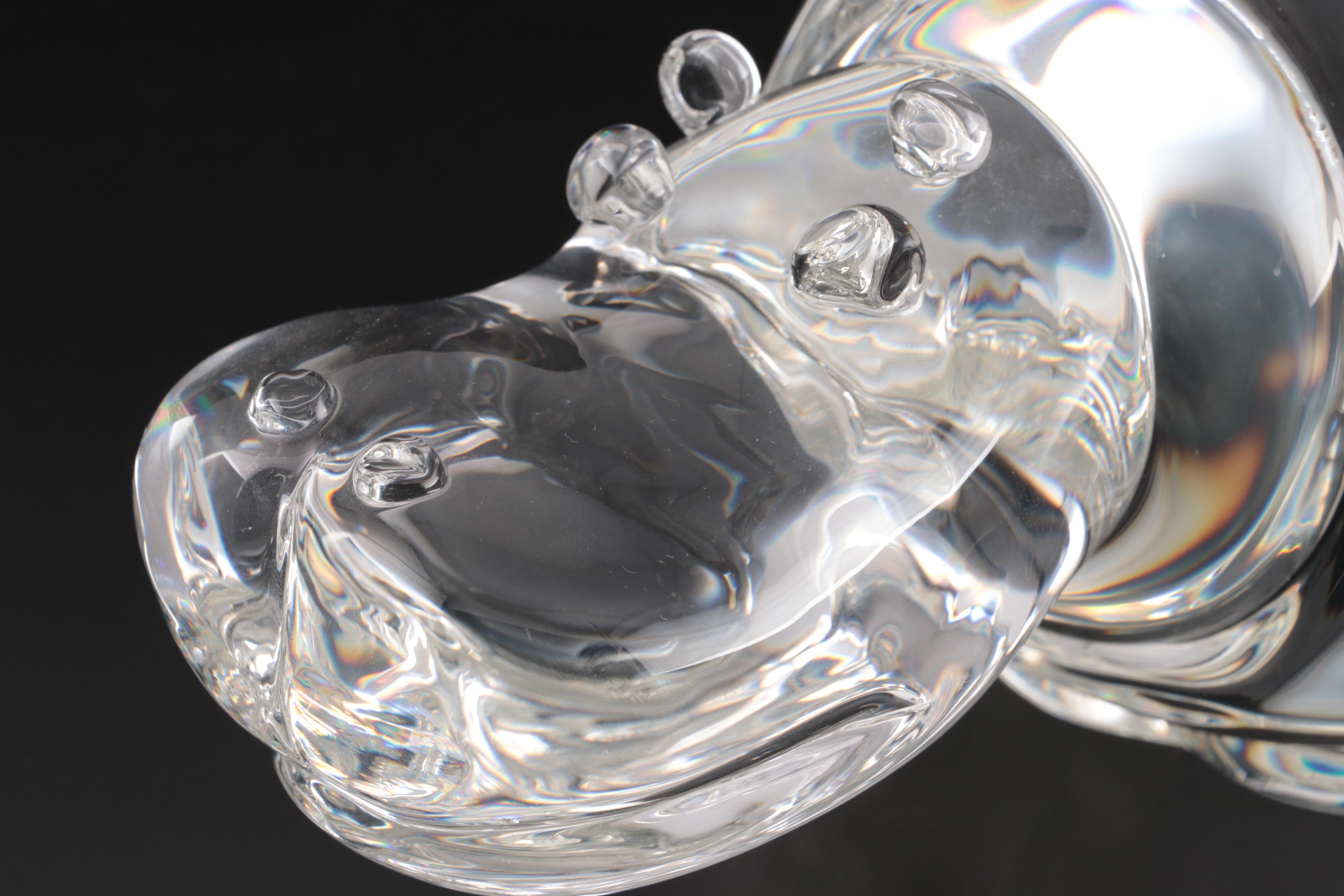 Steuben "Great Hippo" Art Glass Figurine Designed by George Thompson