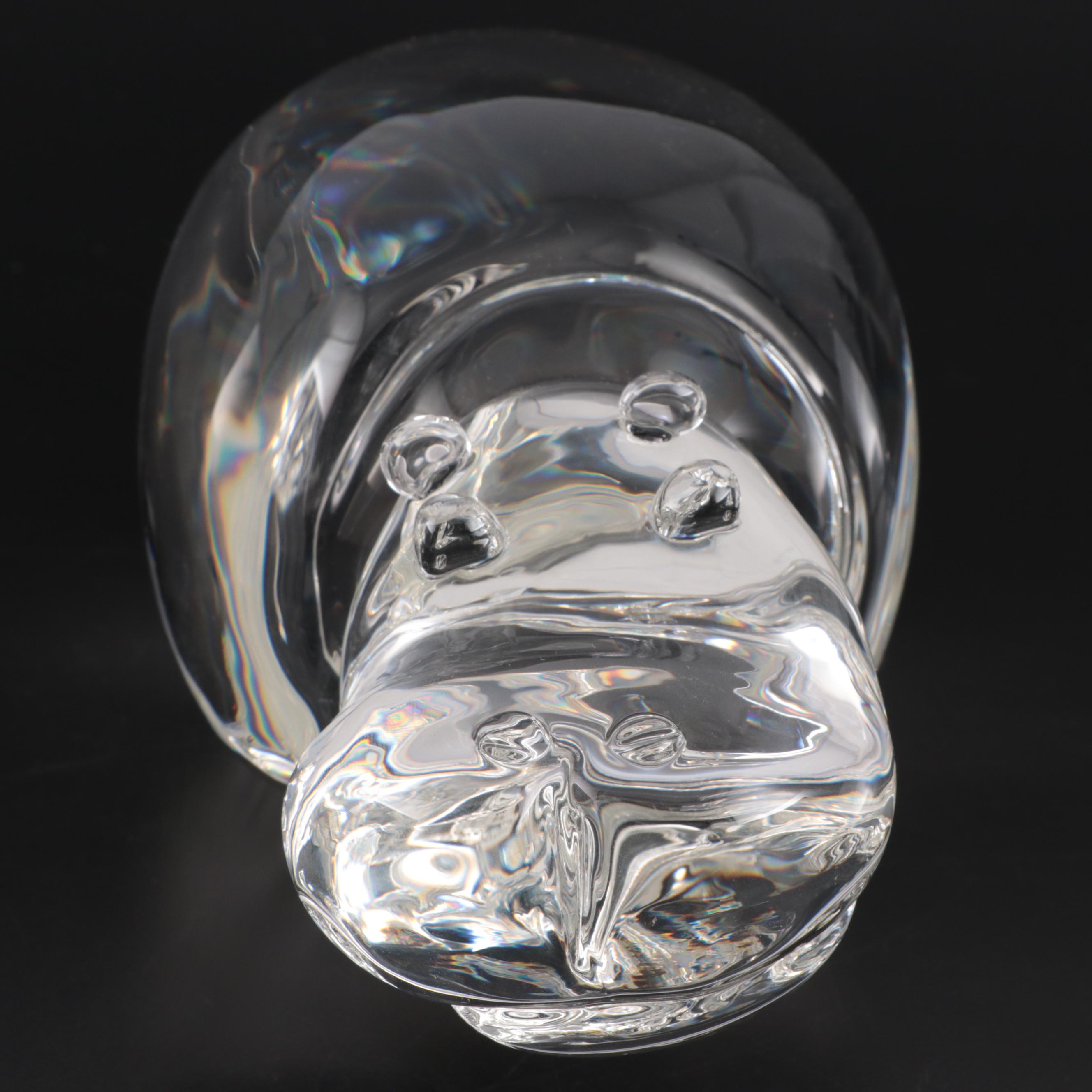 Steuben "Great Hippo" Art Glass Figurine Designed by George Thompson