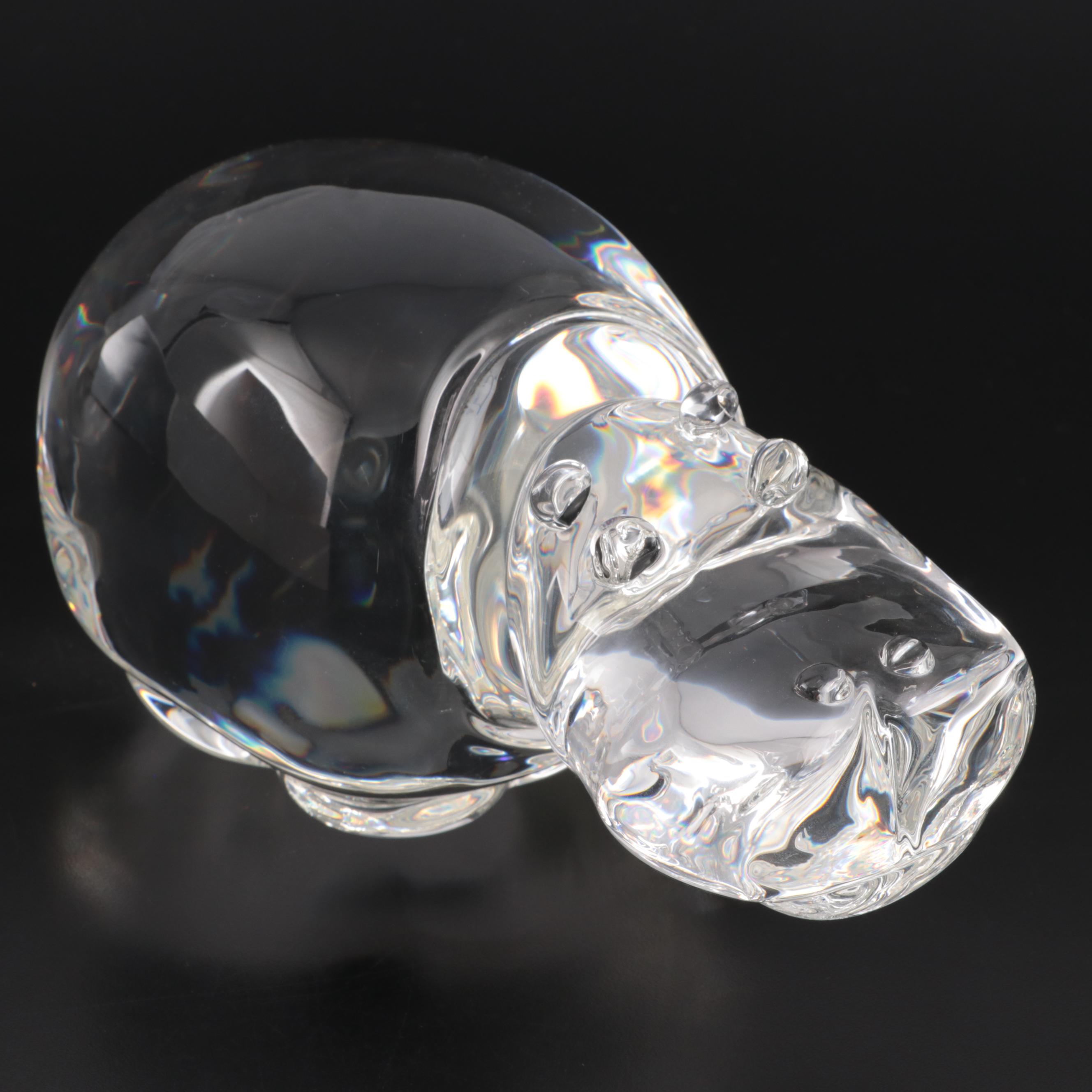 Steuben "Great Hippo" Art Glass Figurine Designed by George Thompson