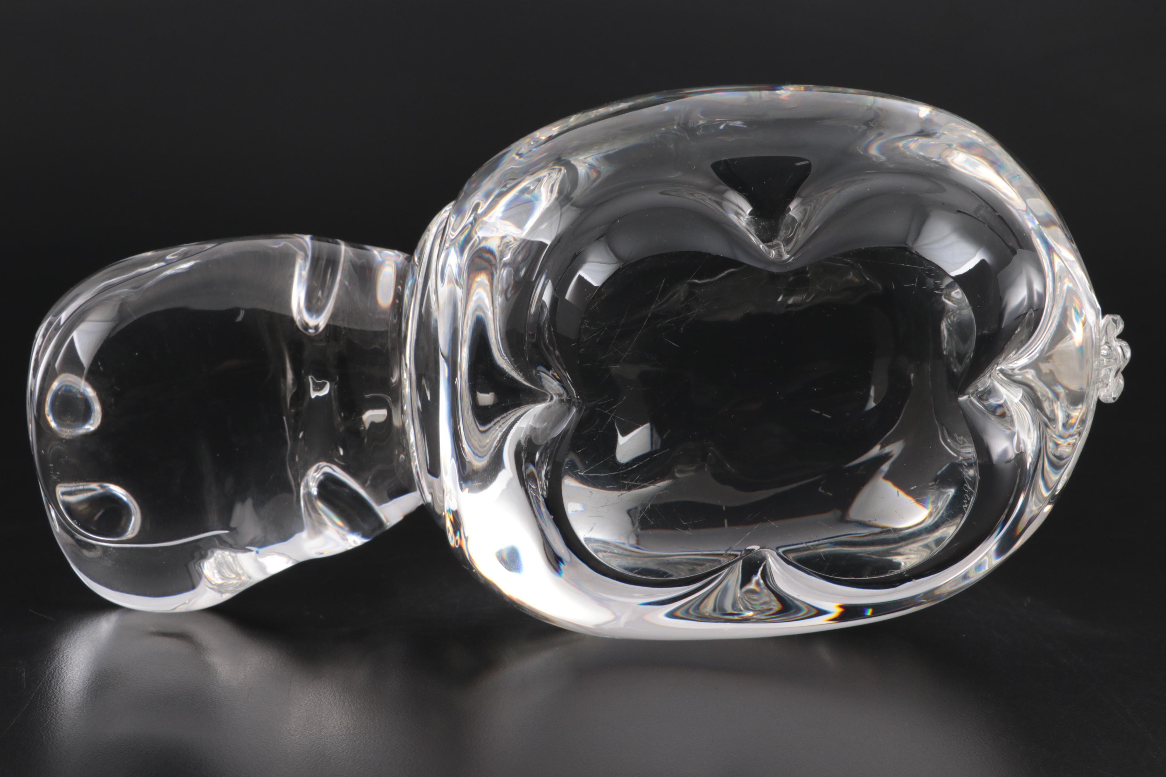 Steuben "Great Hippo" Art Glass Figurine Designed by George Thompson