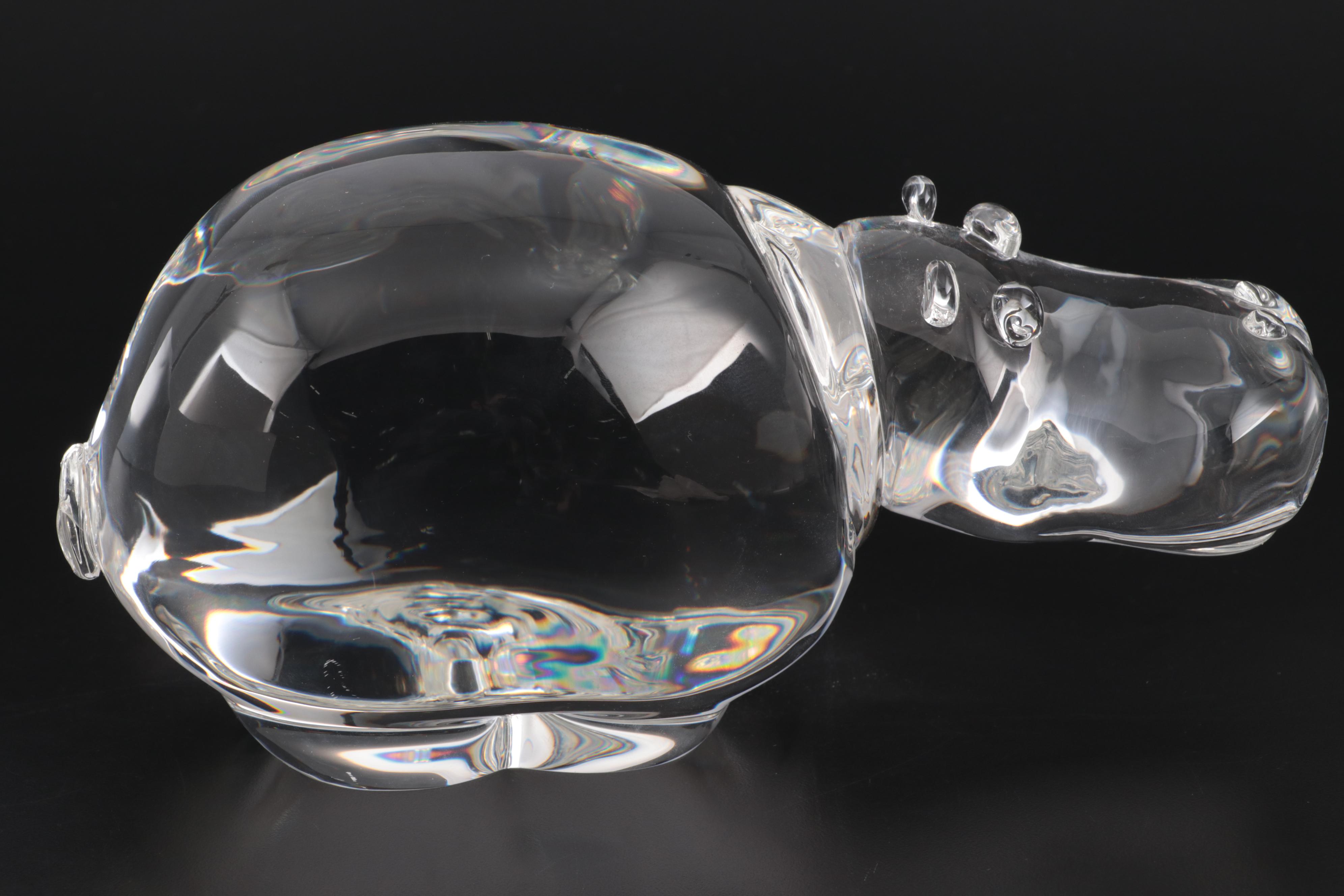Steuben "Great Hippo" Art Glass Figurine Designed by George Thompson
