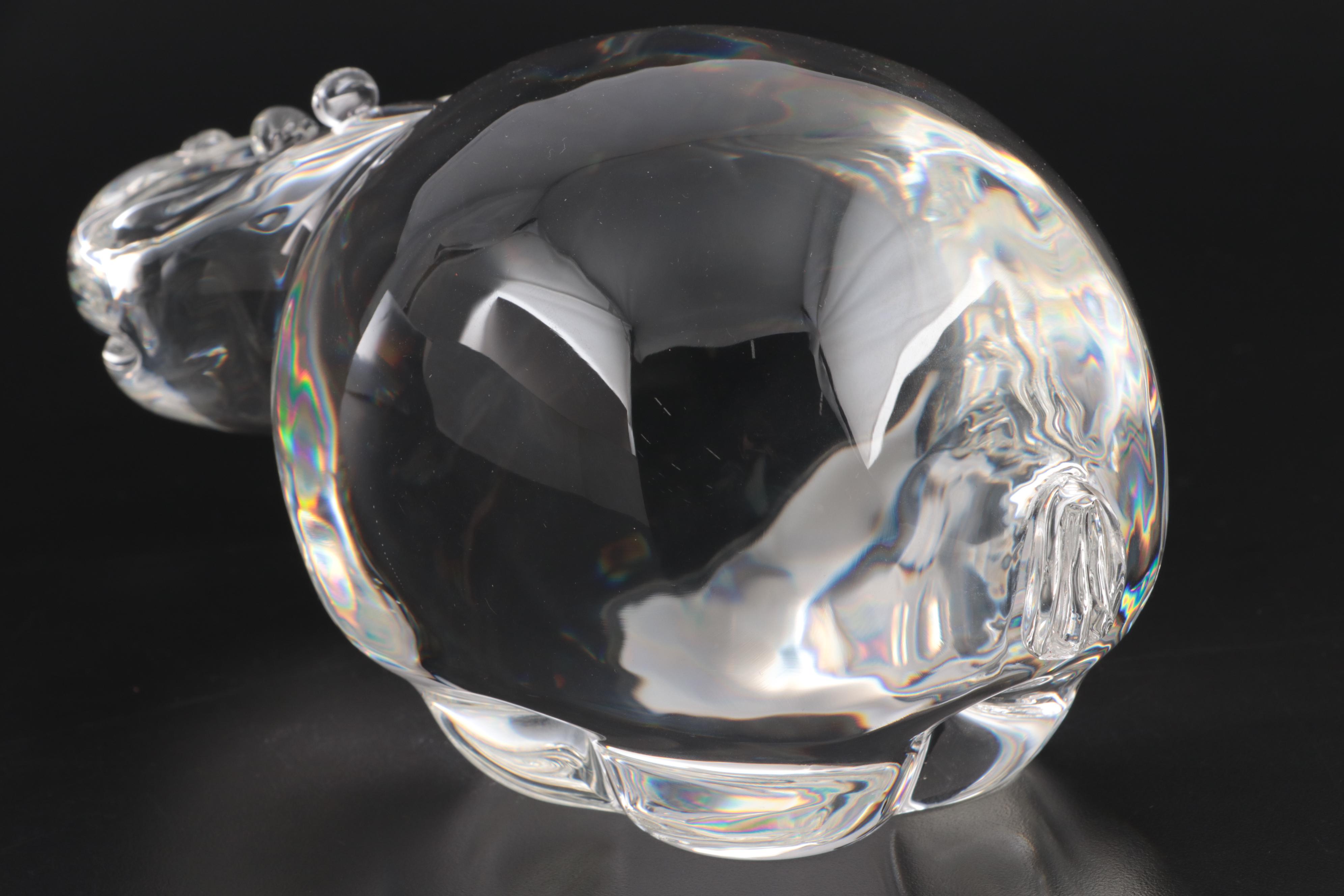 Steuben "Great Hippo" Art Glass Figurine Designed by George Thompson