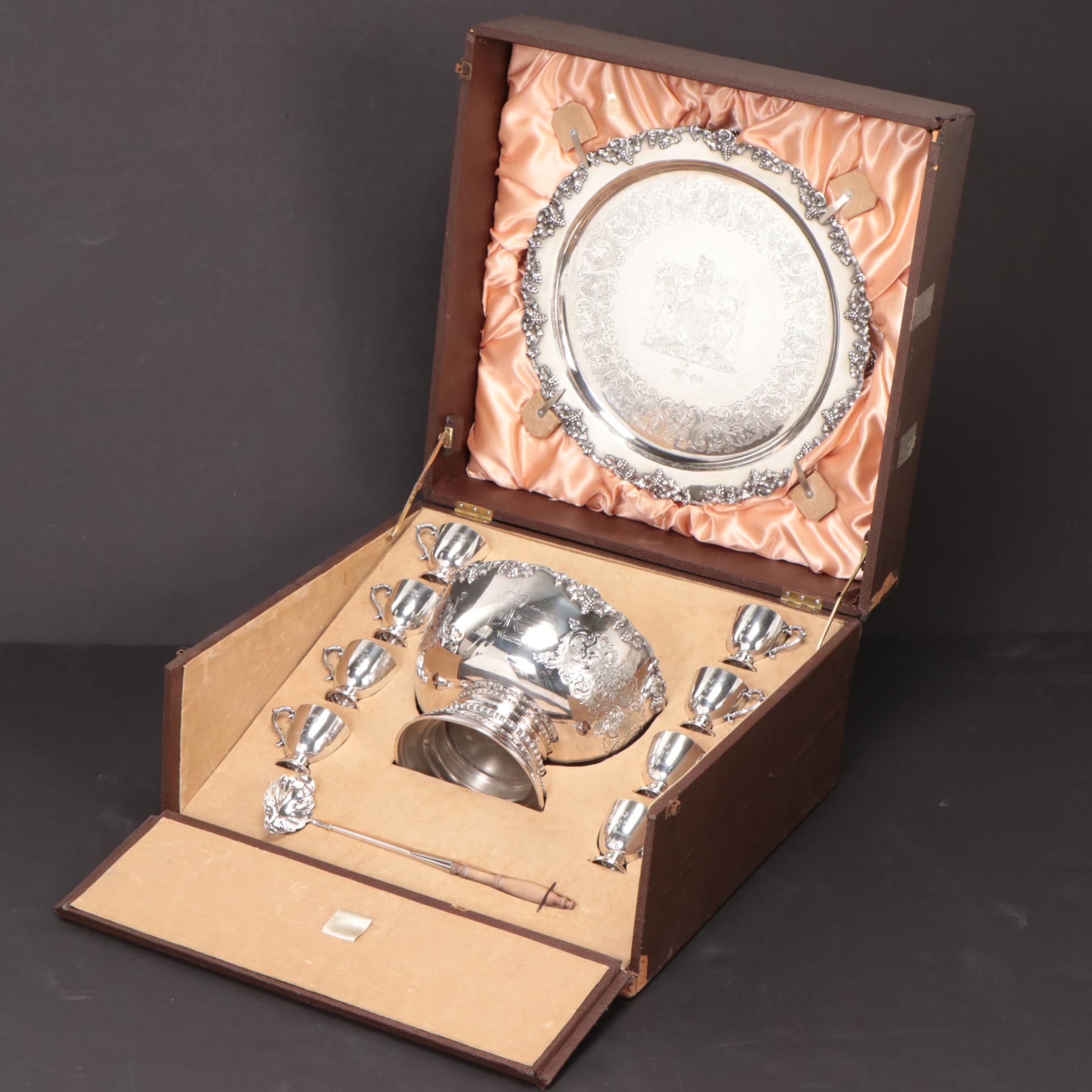 Garrard & Co. Sterling Silver Elizabeth II Wedding Anniversary Punch Set, 1972
