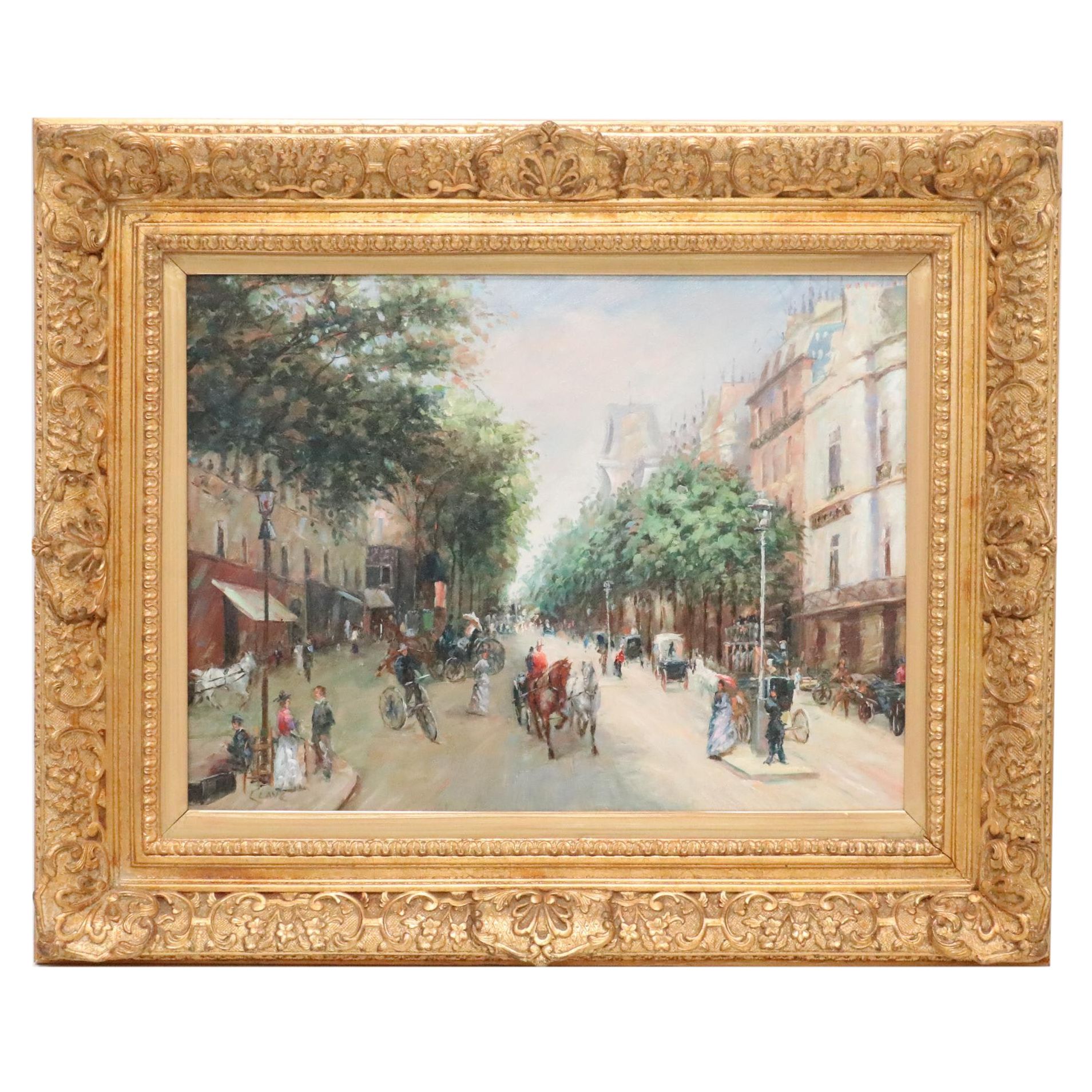 Oil Painting of an Early 20th Century Parisian Street Scene, 21st Century