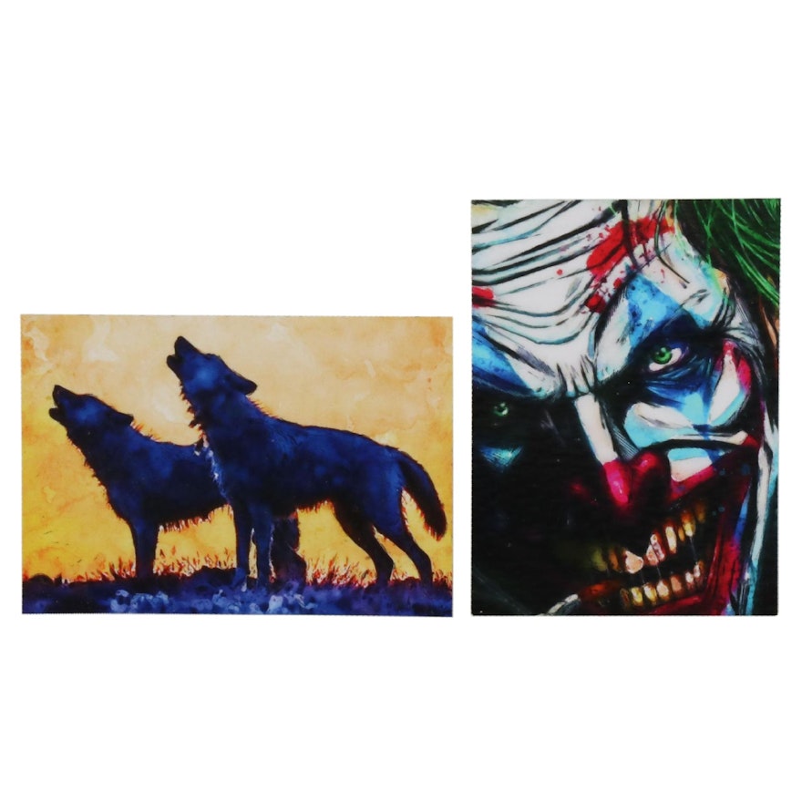 William Rivera Giclée "The Joker" and "Blue Wolves," 2021