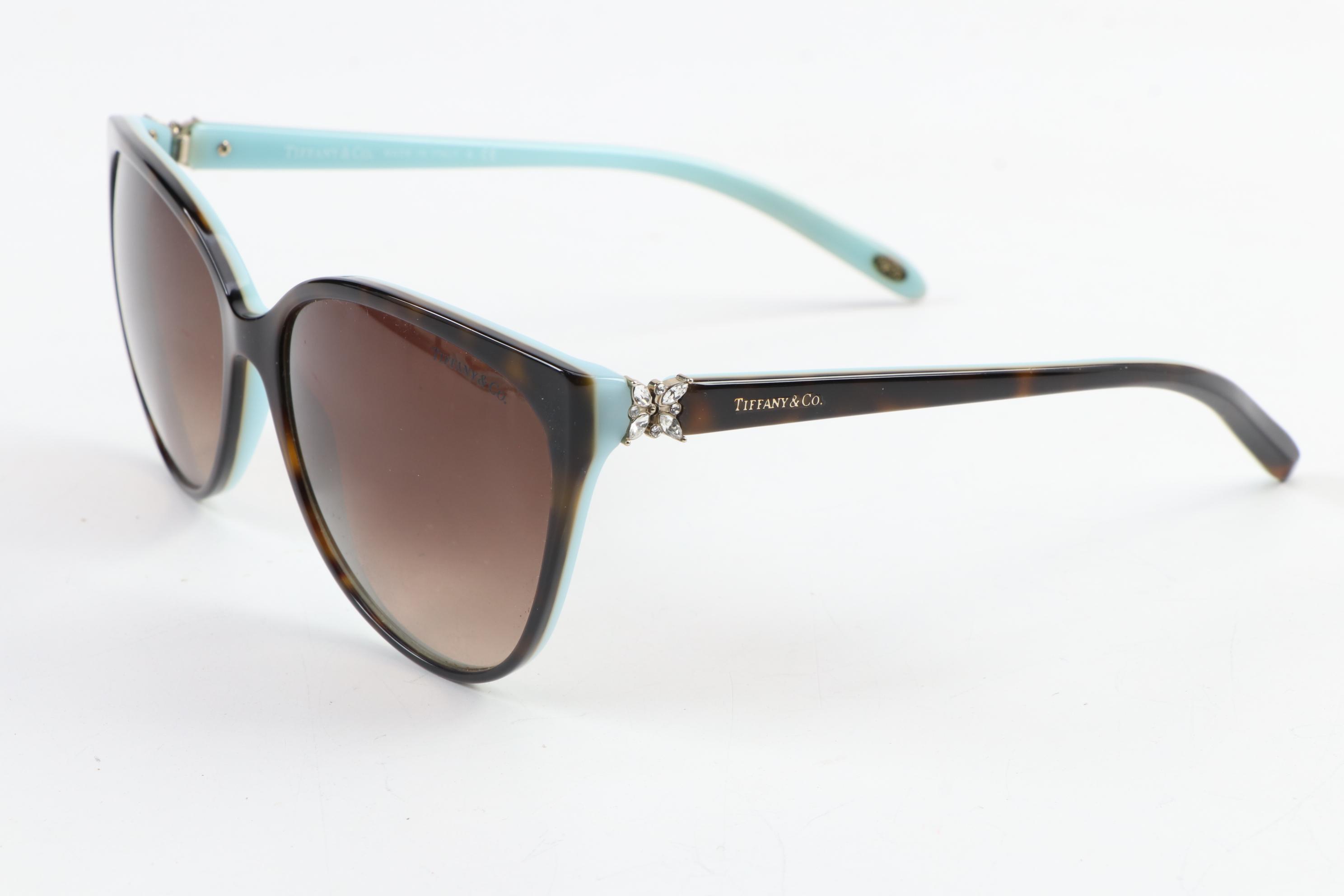 Tiffany & Co. "TF 4098-B" Tortoise and Butterfly Rhinestone Sunglasses