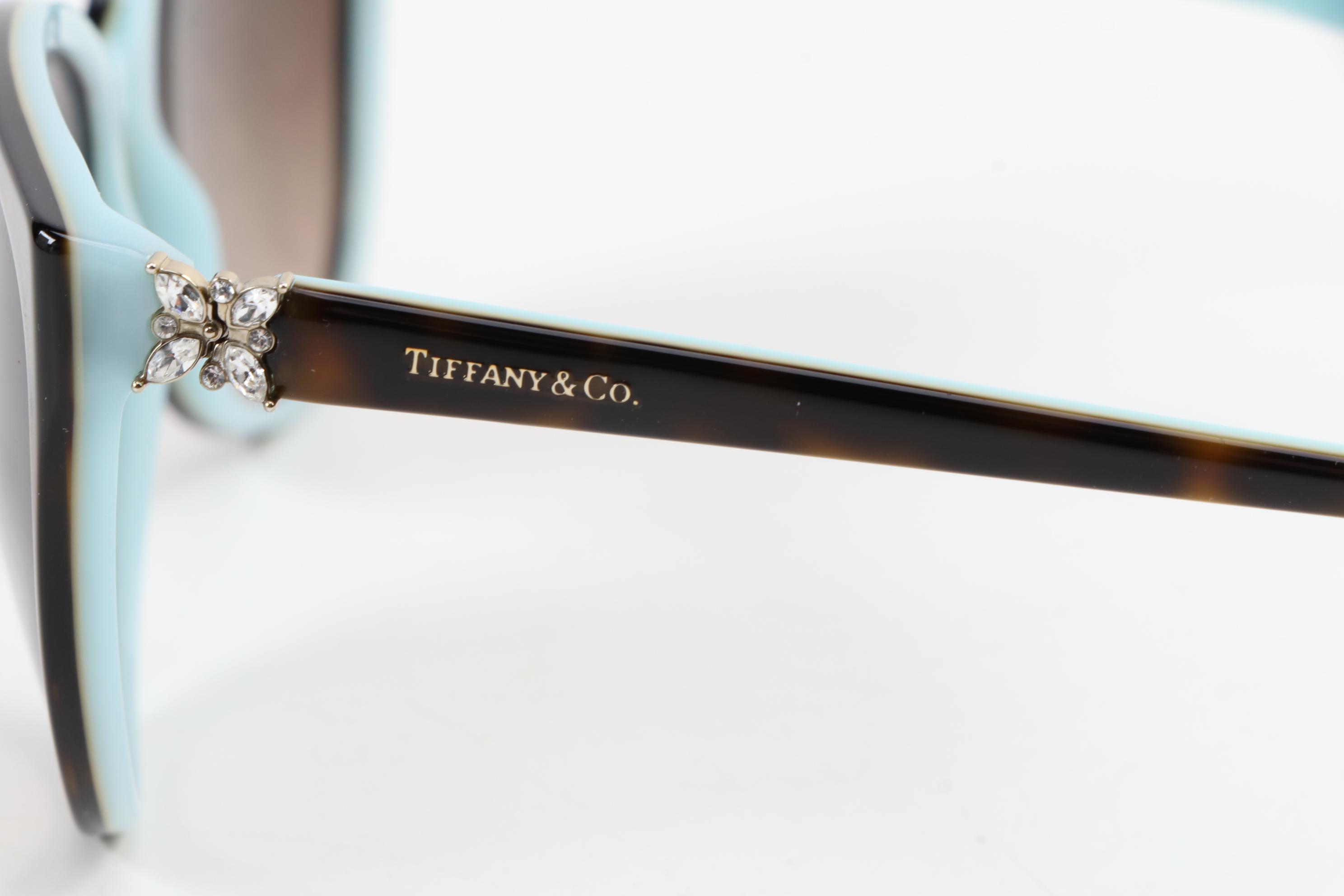 Tiffany & Co. "TF 4098-B" Tortoise and Butterfly Rhinestone Sunglasses