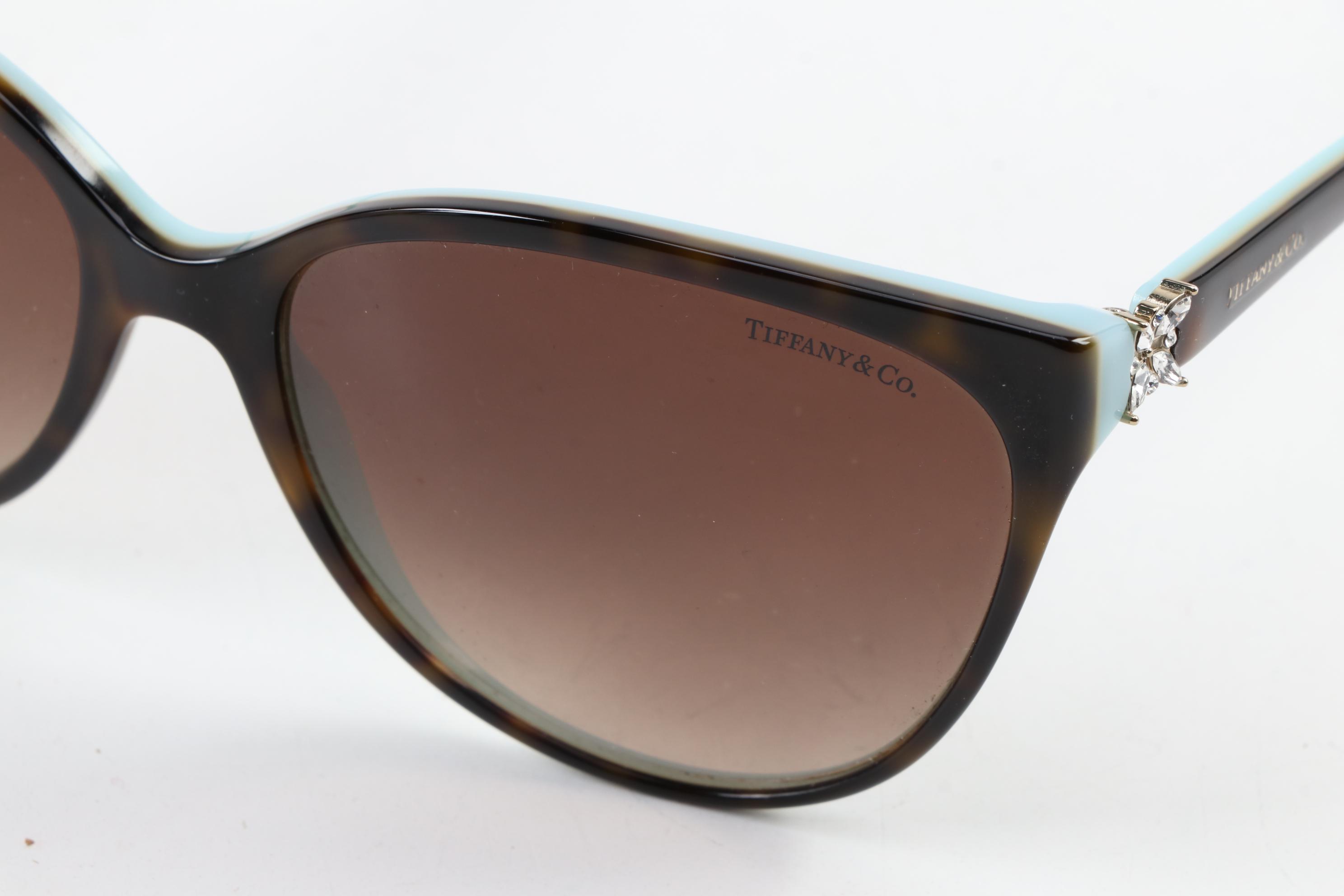 Tiffany & Co. "TF 4098-B" Tortoise and Butterfly Rhinestone Sunglasses