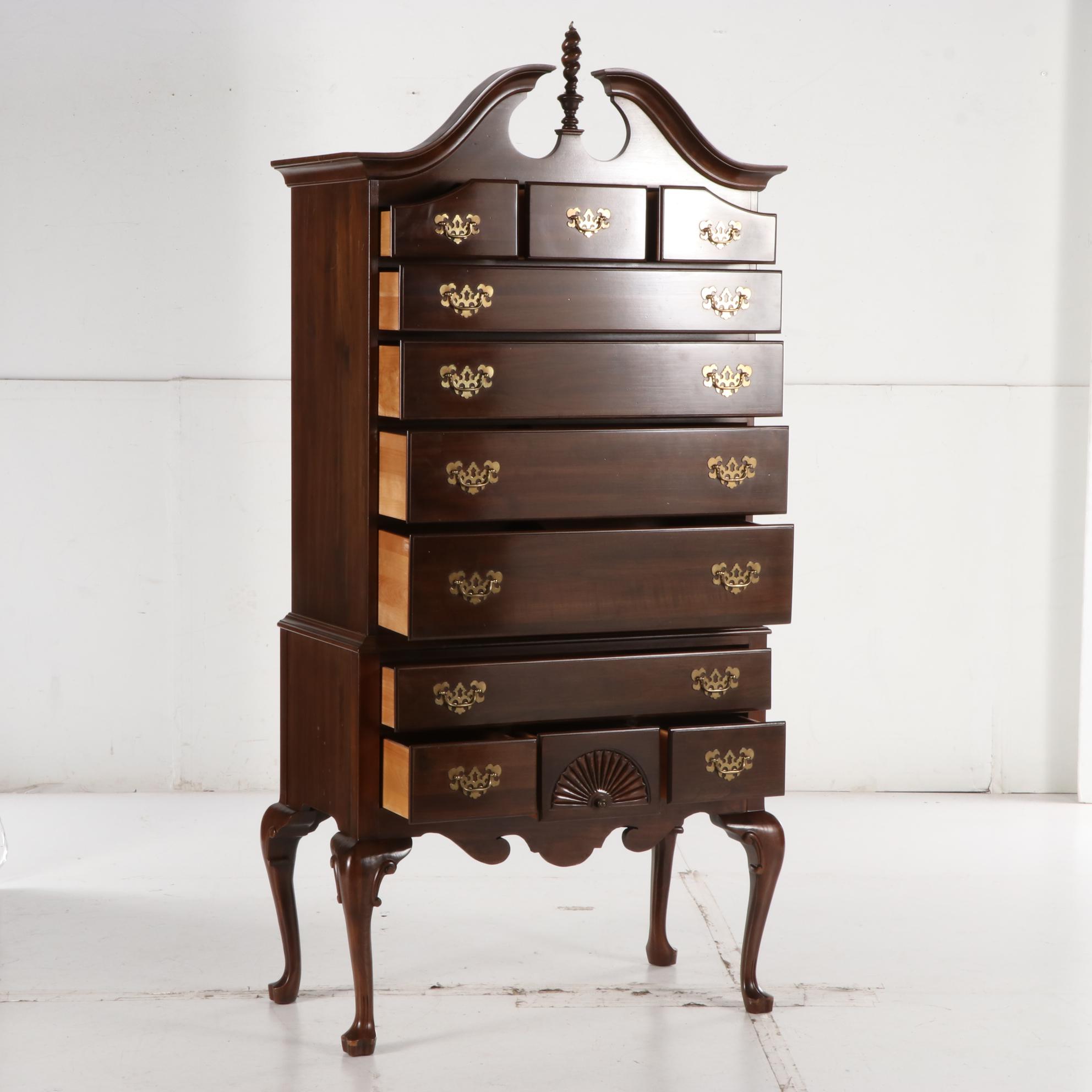 Ethan Allen Queen Anne Style Cherrywood Highboy, Late 20th Century