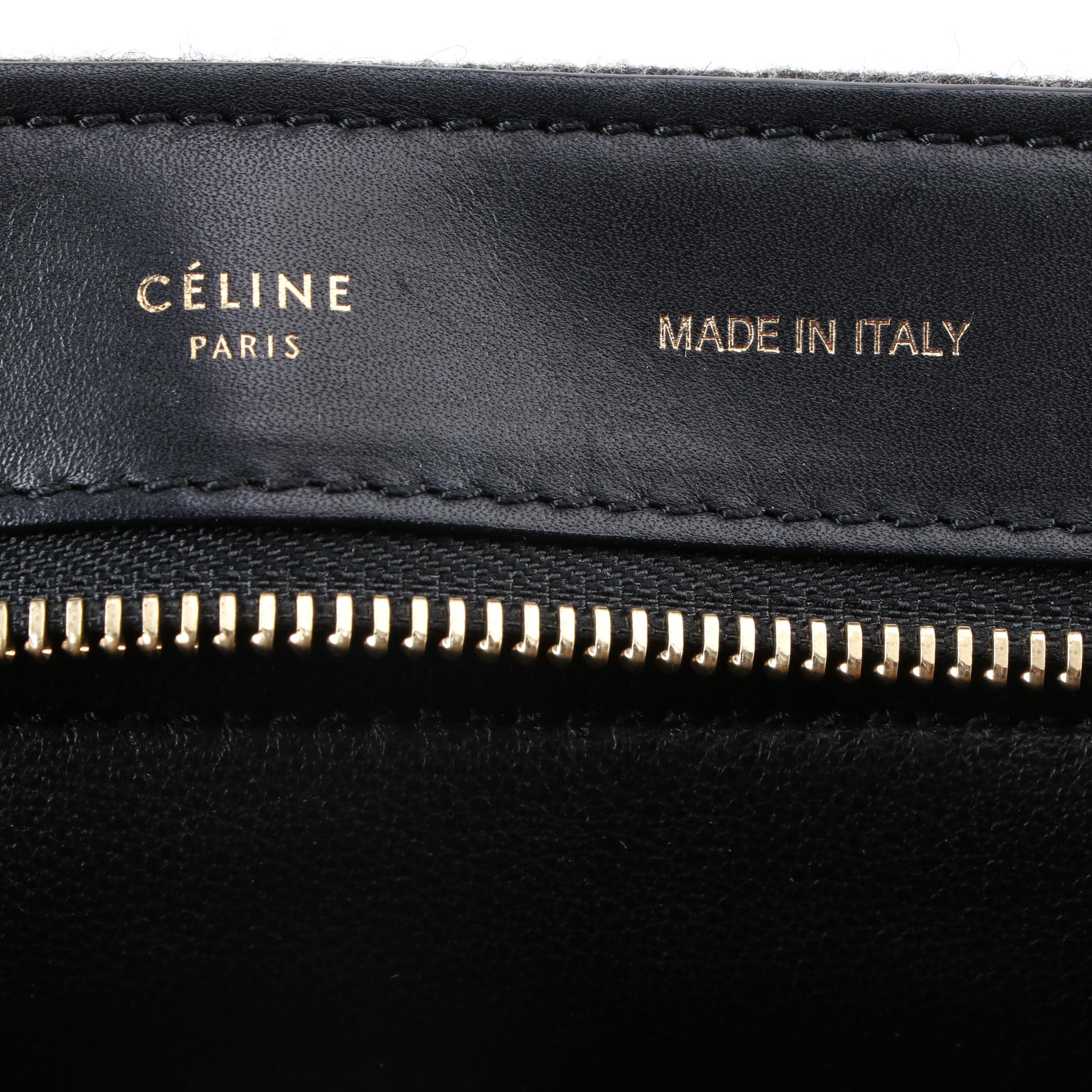 Céline Trapeze Bag in Heather Gray and Black Leather