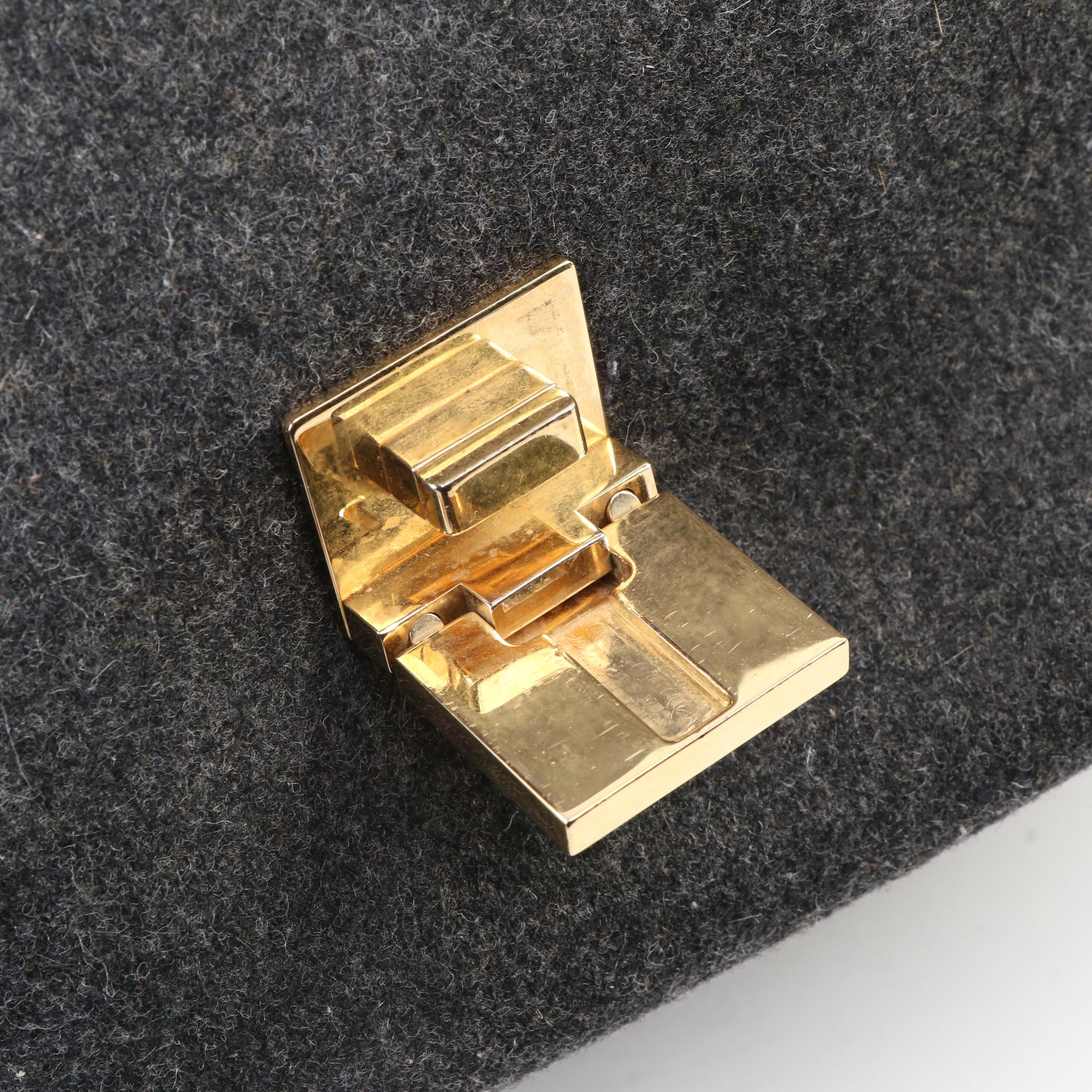 Céline Trapeze Bag in Heather Gray and Black Leather