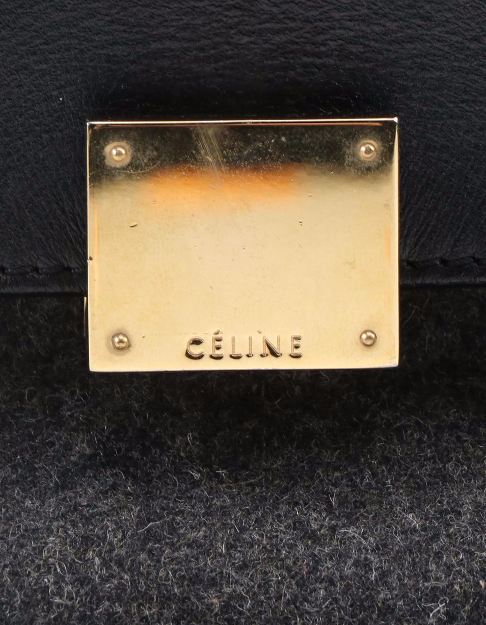 Céline Trapeze Bag in Heather Gray and Black Leather