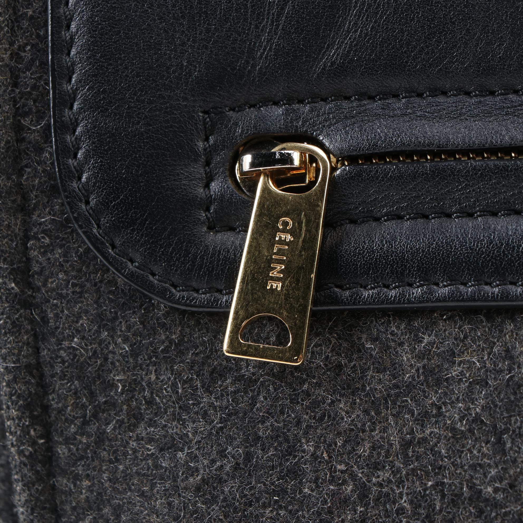 Céline Trapeze Bag in Heather Gray and Black Leather