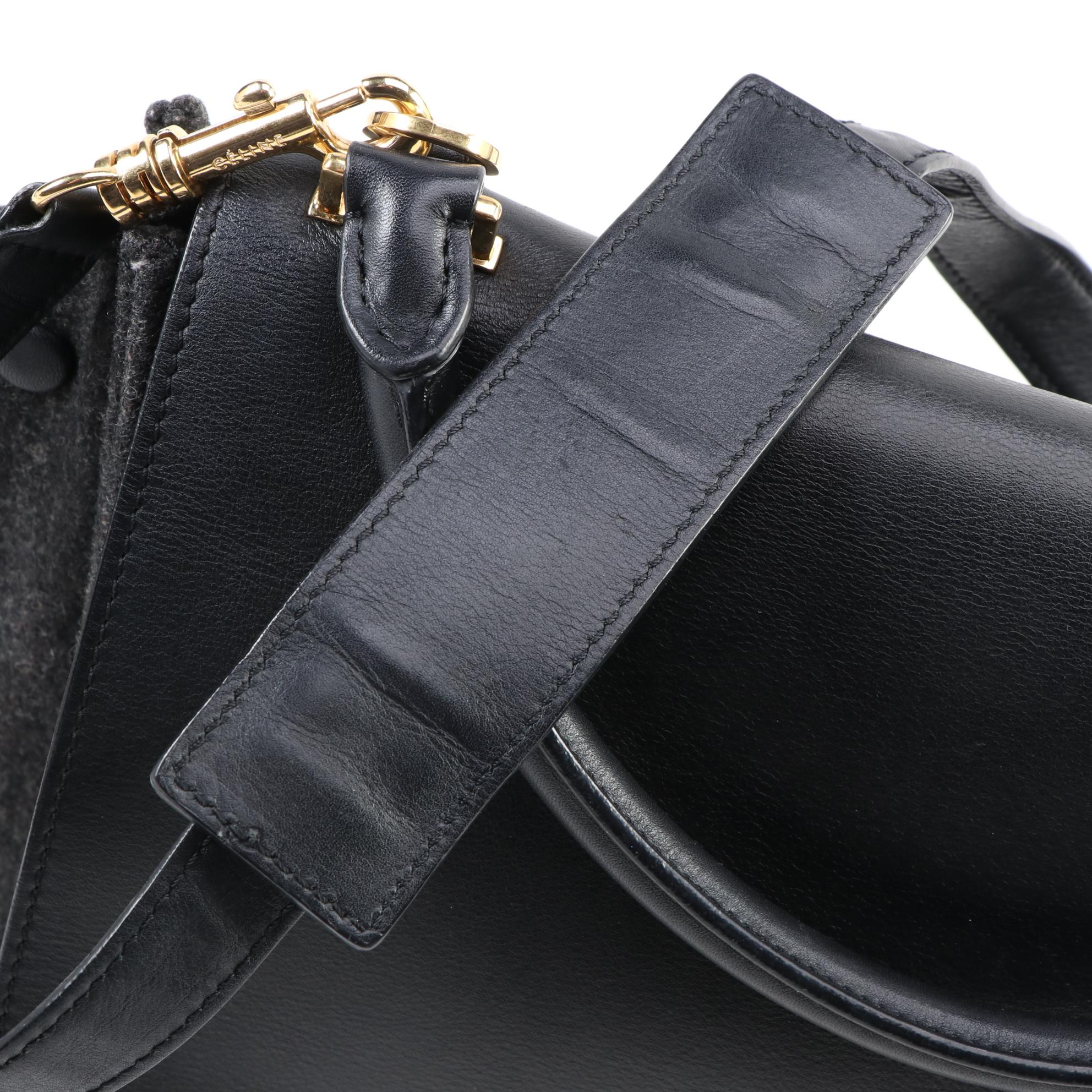 Céline Trapeze Bag in Heather Gray and Black Leather