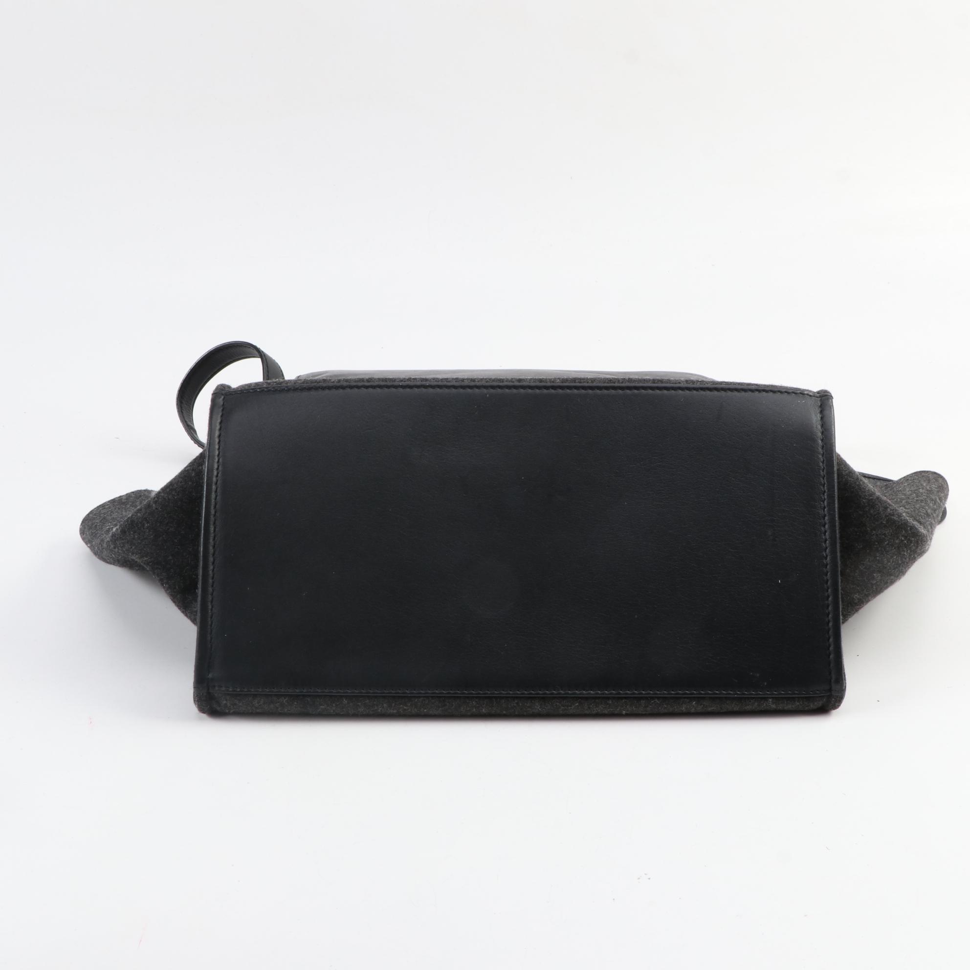 Céline Trapeze Bag in Heather Gray and Black Leather