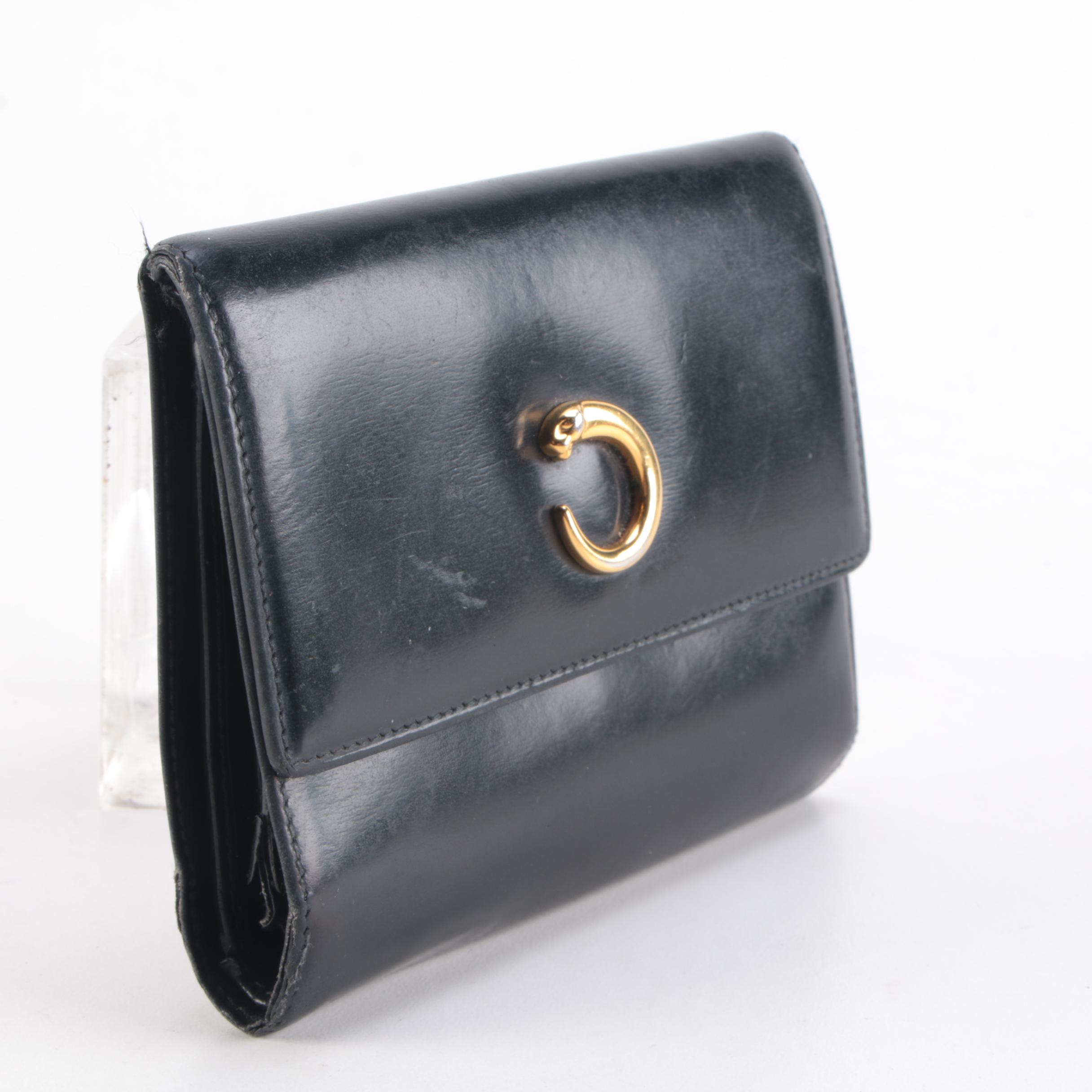 Cartier Panthère Tri-Fold Wallet in Black Glazed Leather