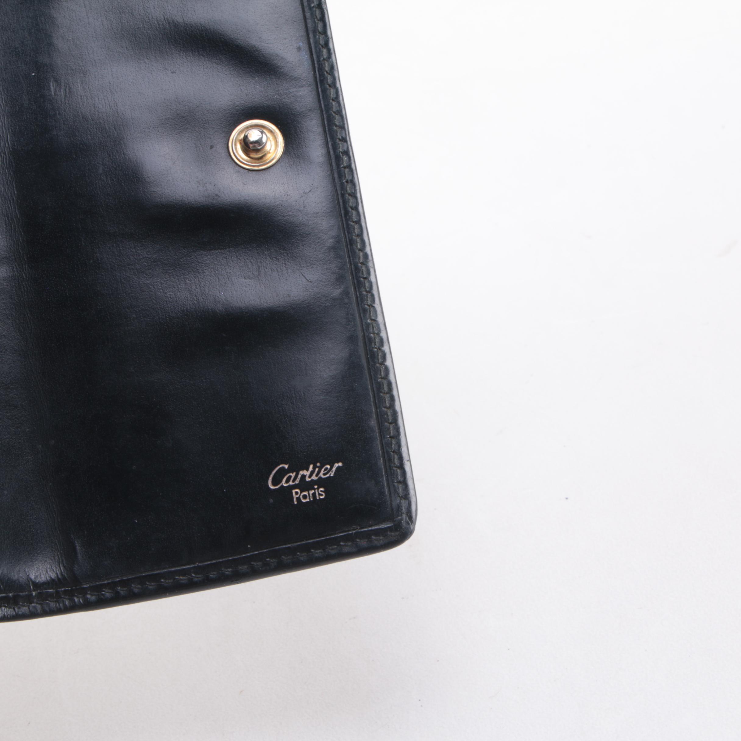 Cartier Panthère Tri-Fold Wallet in Black Glazed Leather