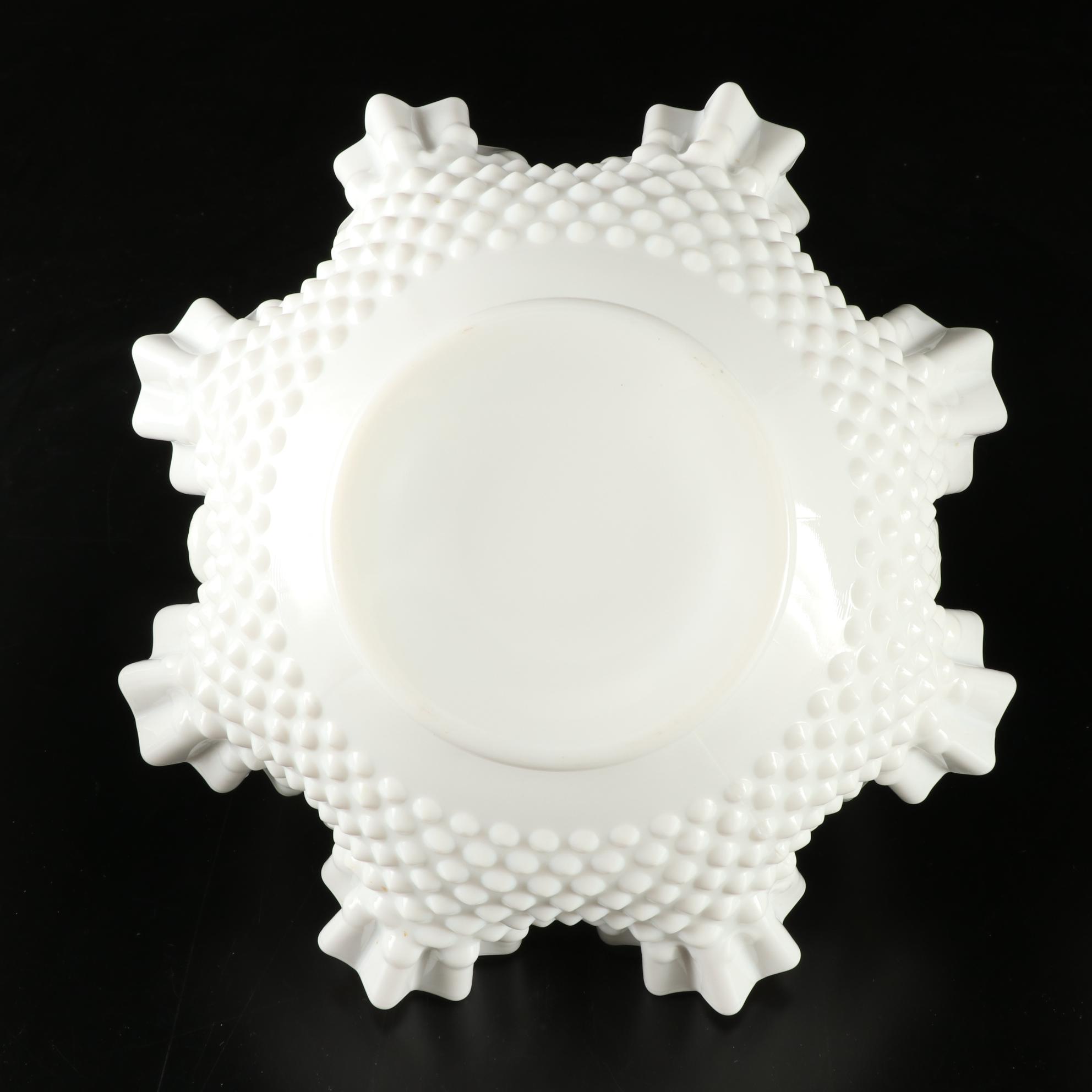 D. Fredrick Hand-painted Vase and Other Milk Glass Tableware, Mid-20th Century