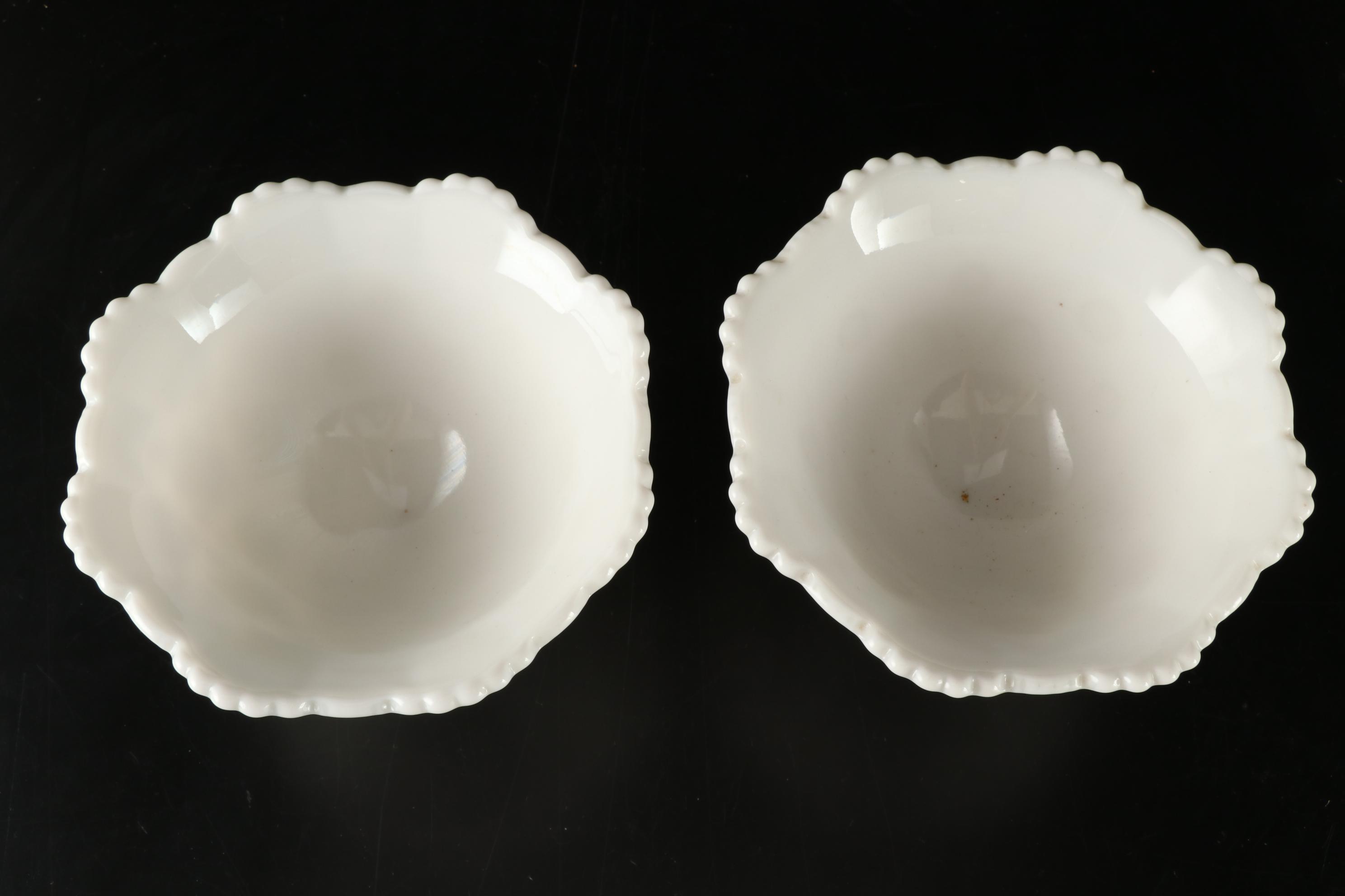 D. Fredrick Hand-painted Vase and Other Milk Glass Tableware, Mid-20th Century